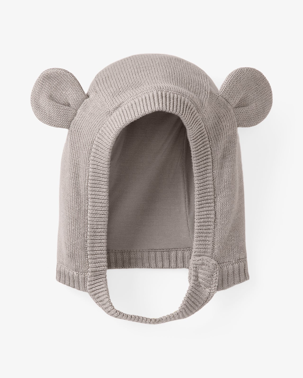 Flat lay of the Dove Gray Bear Bonnet