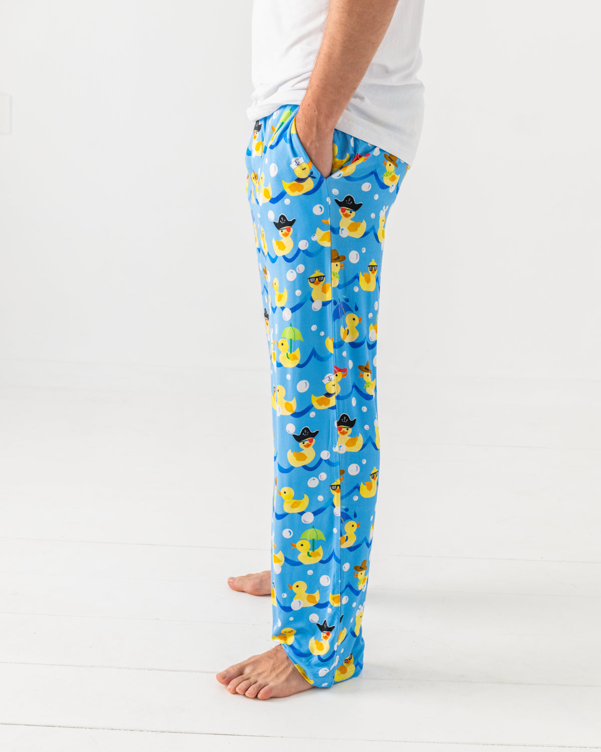 Side view of man wearing the Splish Splash Men's Pajama Pants