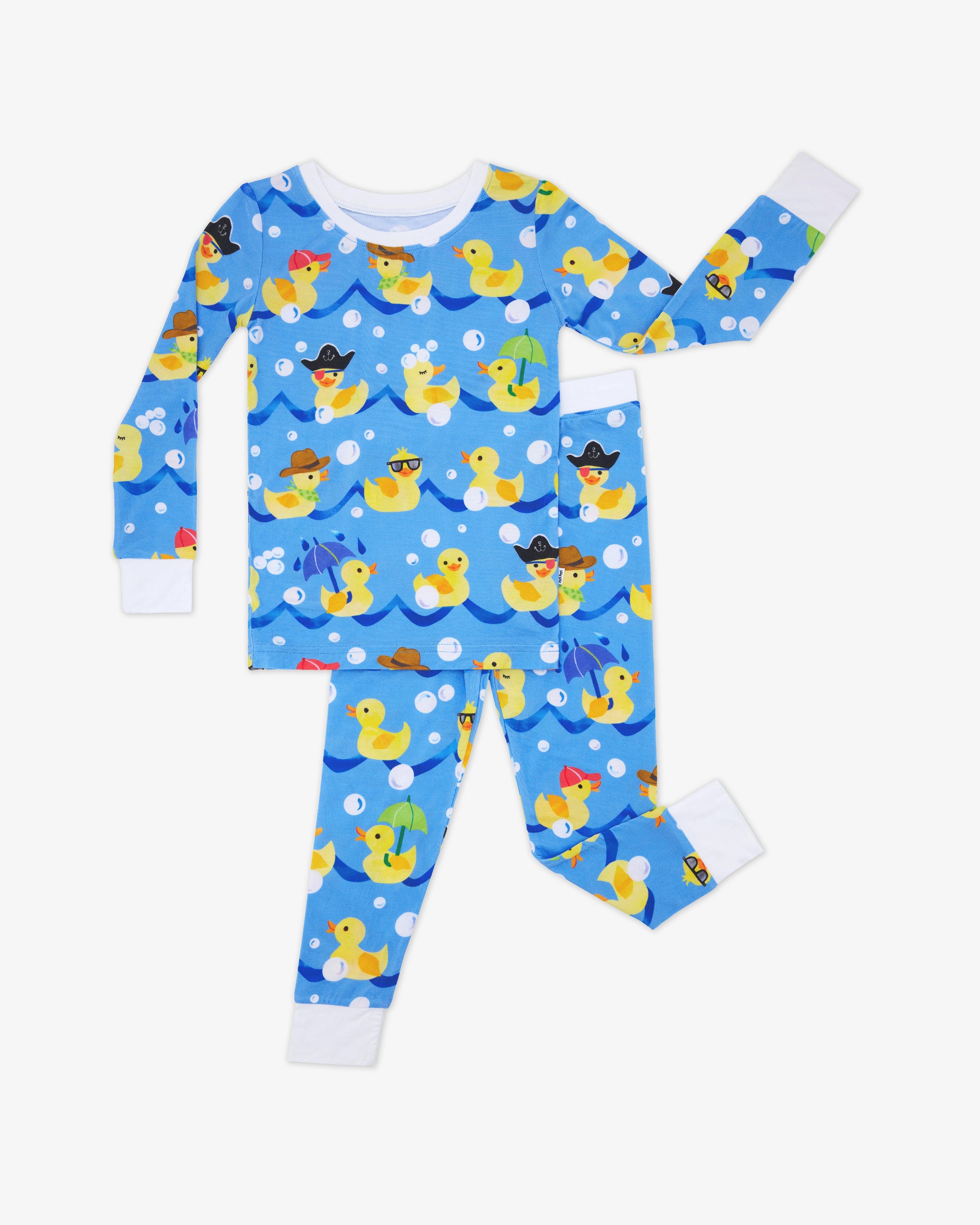 Flat lay of the Splish Splash Two-Piece Pajama Set