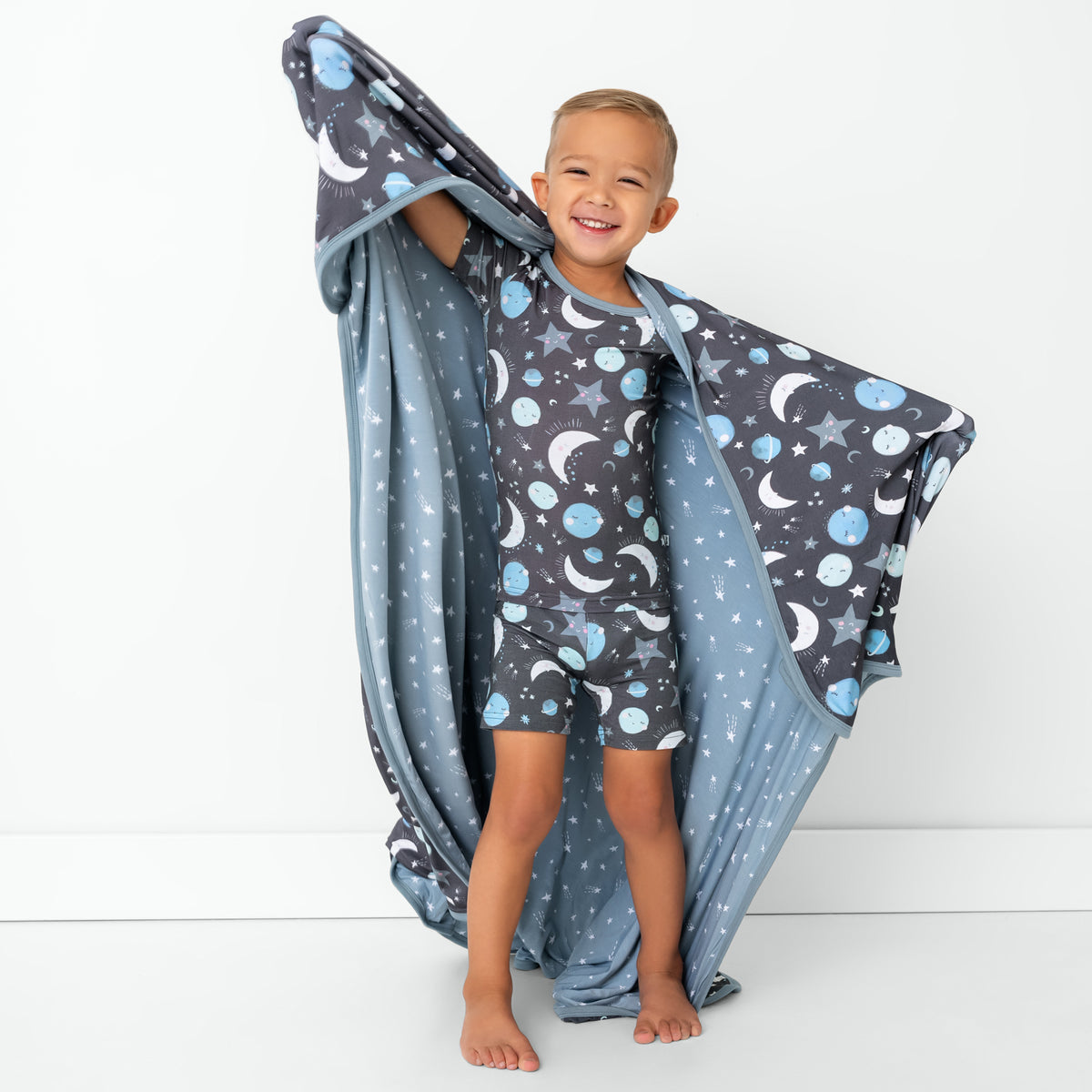 Blue To the Moon & Back Large Cloud Blanket - Little Sleepies display picture 1