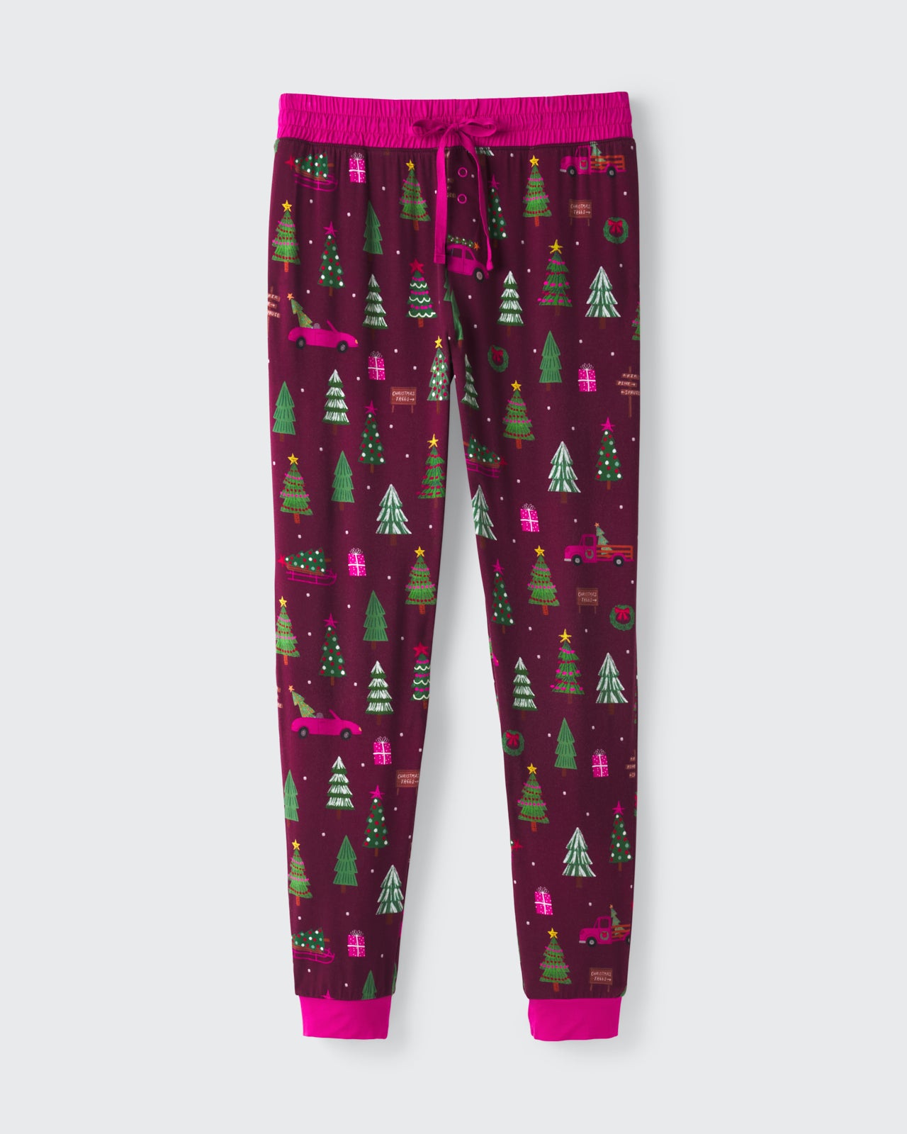 Flat lay of the Cranberry Tree Traffic Women's Pajama Pants