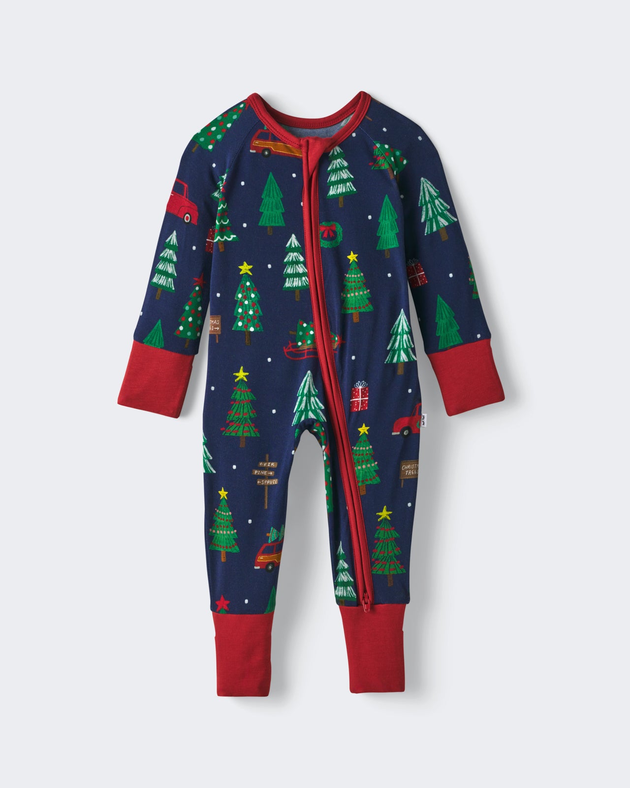 Flat lay of the Navy Tree Traffic Zippy