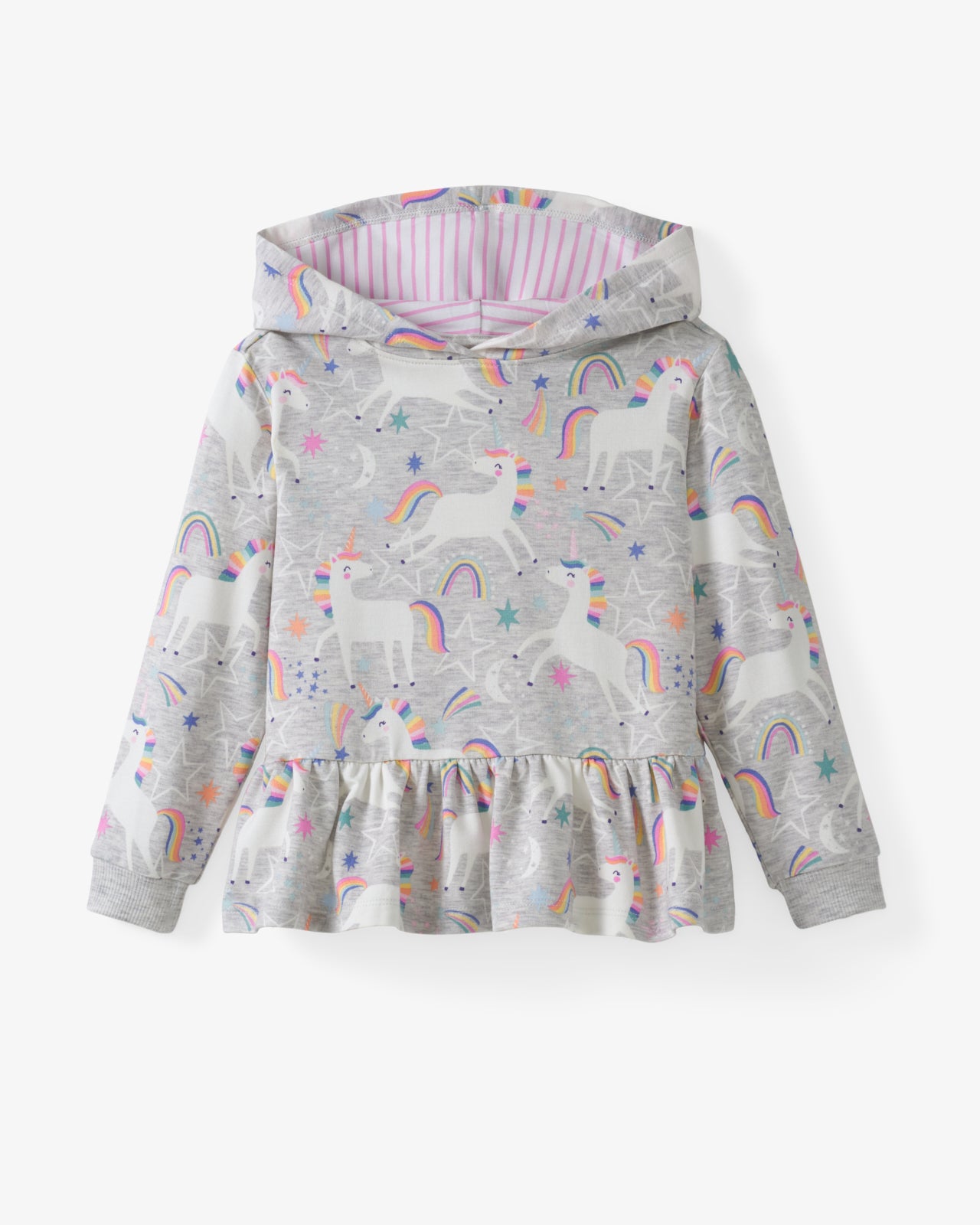 Flat lay of the Unicorn Dance Peplum Hooded Tee