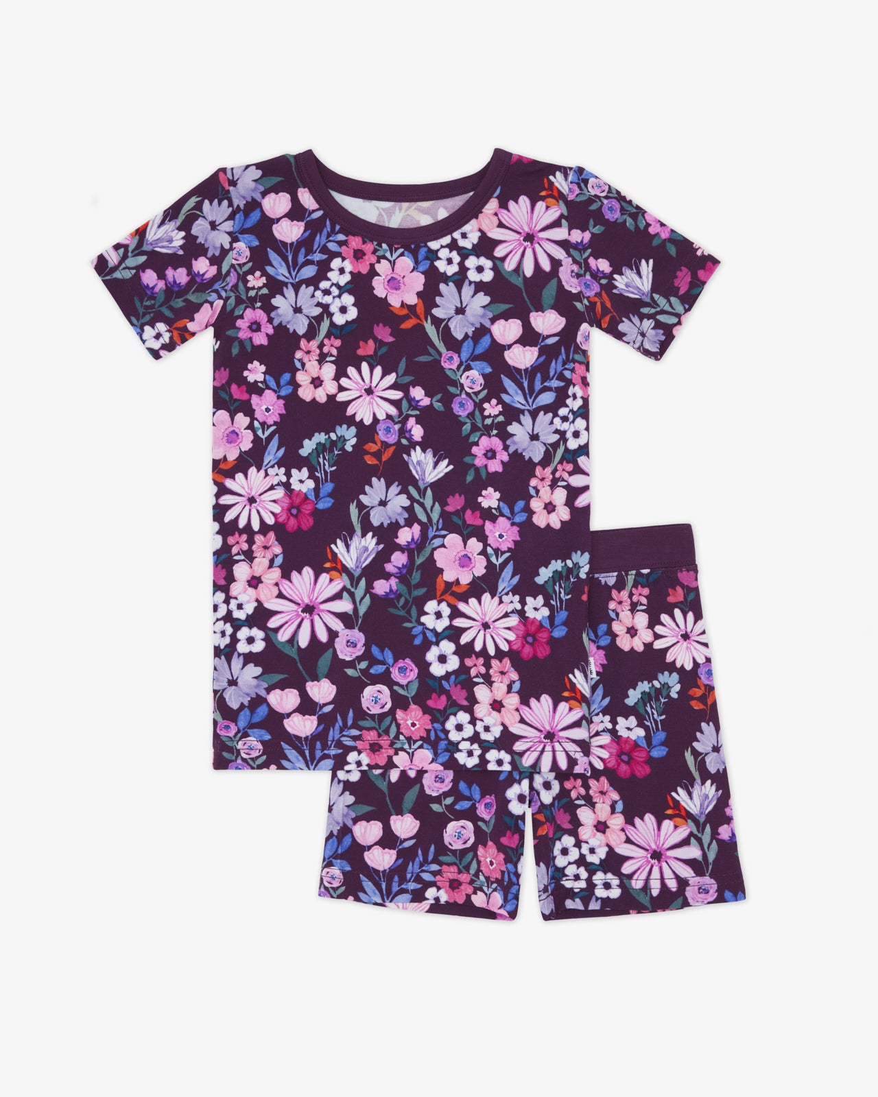 Flat lay of the Violet Meadow Two-Piece Short Sleeve & Shorts Pajama Set