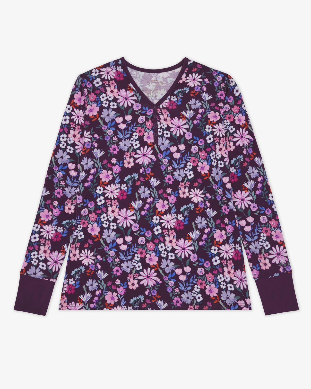 Flat lay of the Violet Meadow Women's Long Sleeve Pajama Top