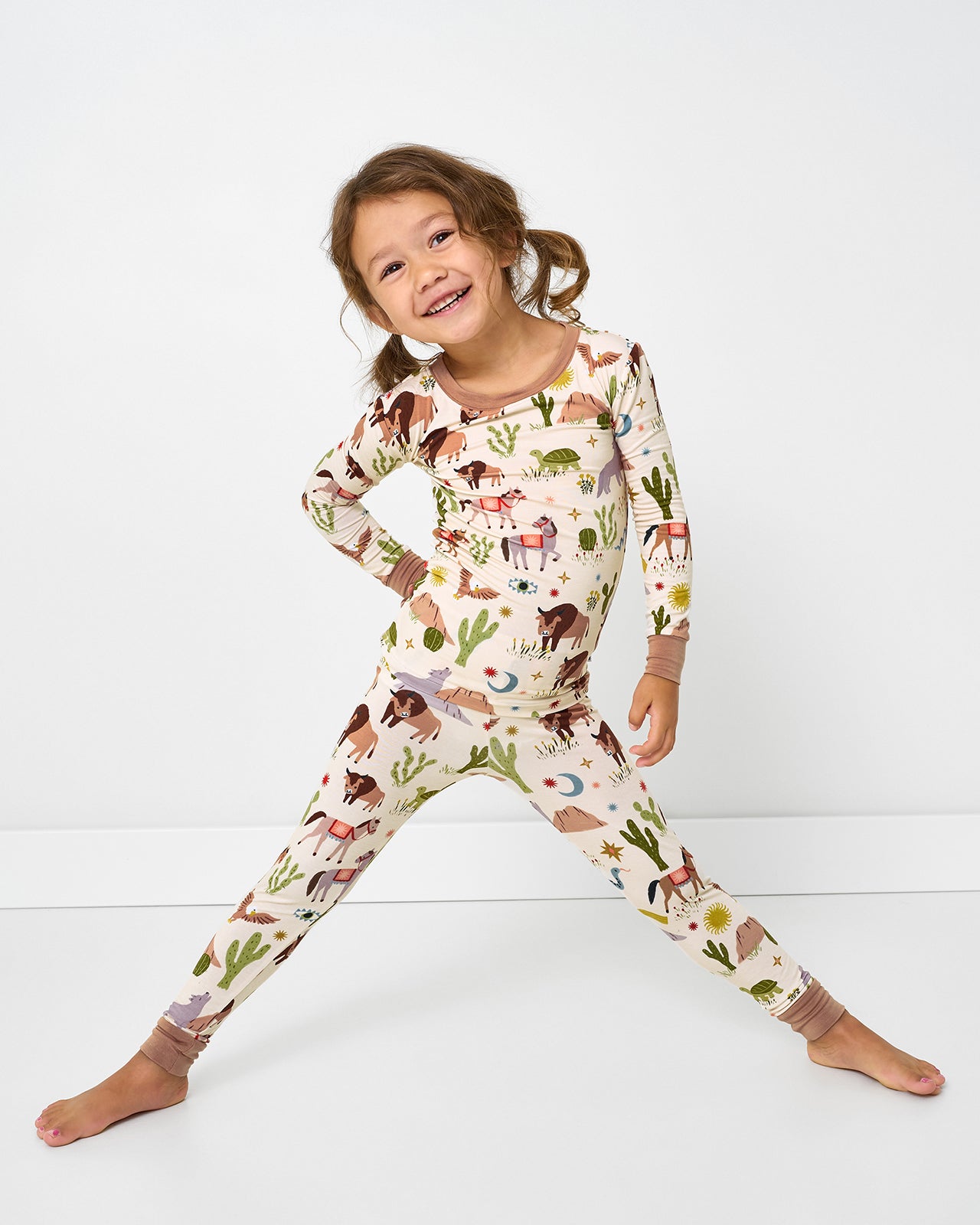 Alternate of posing girl wearing the Wild Frontier Two-Piece Pajama Set