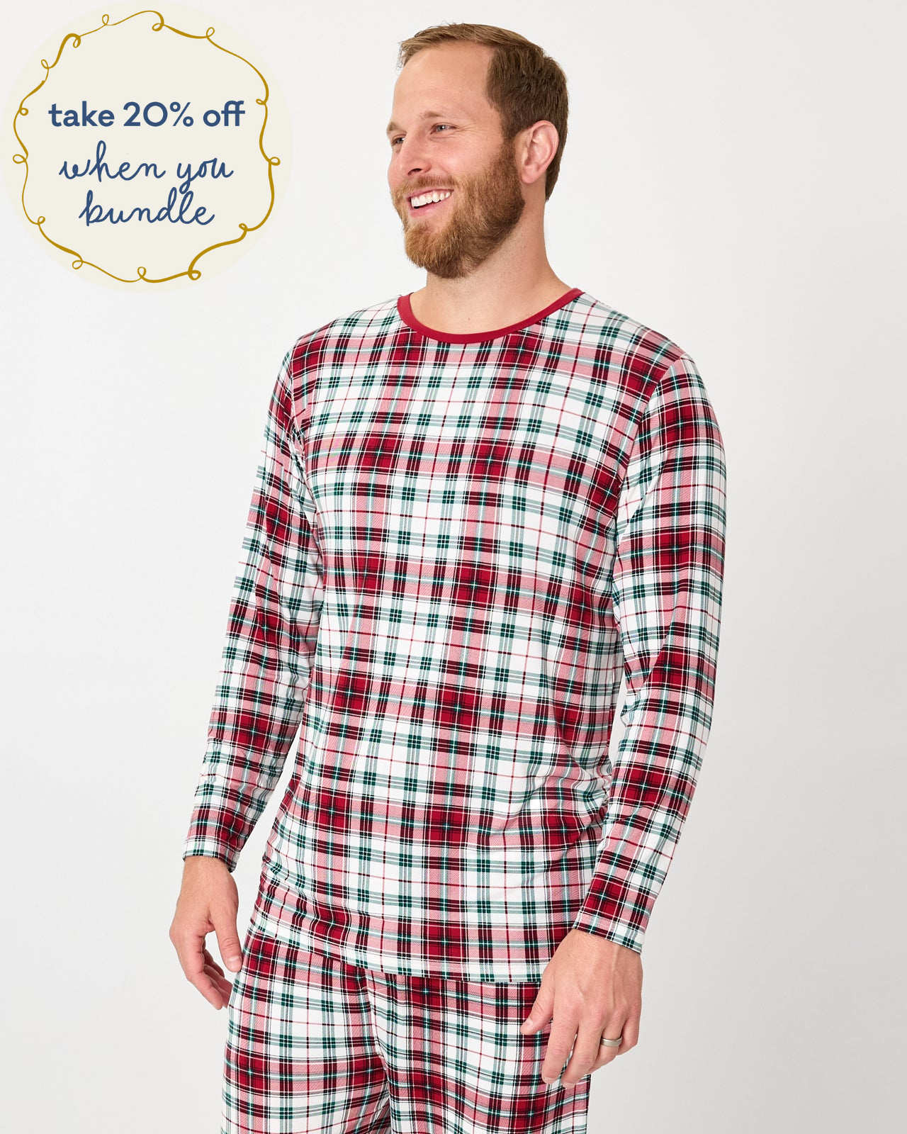 Holly Plaid Men's Long Sleeve Pajama Top