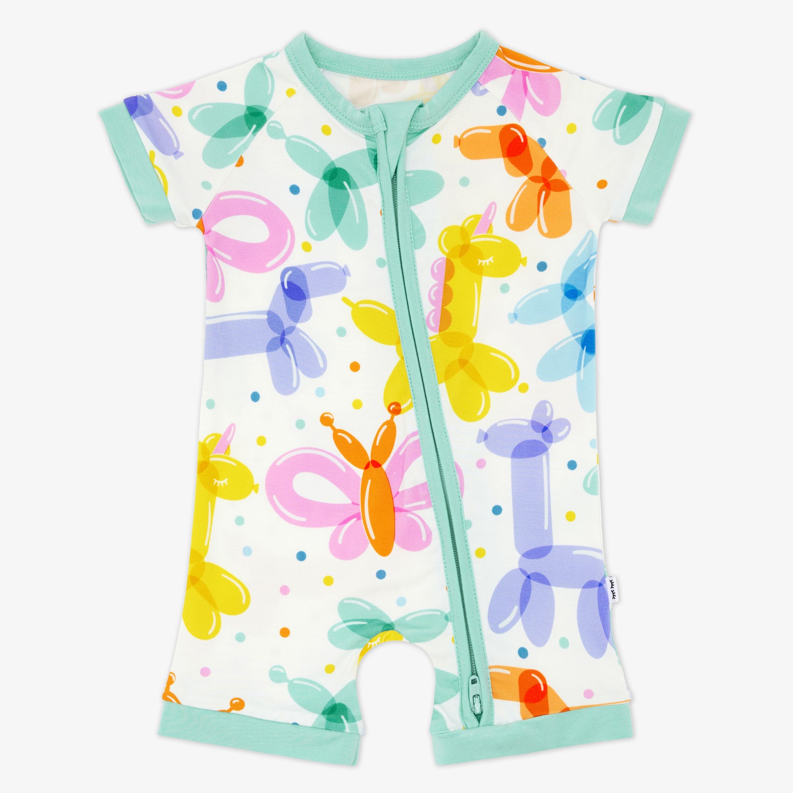 Flat lay of the Balloon Bash Shorty Zippy