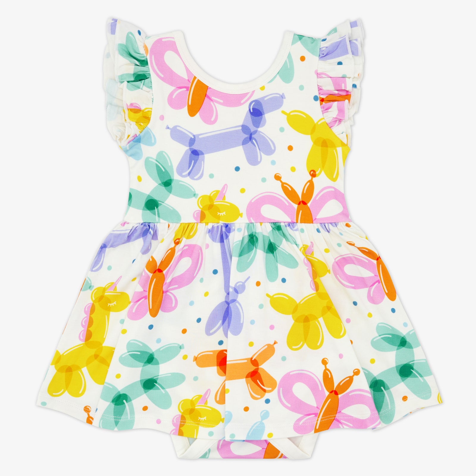 Flat lay of the Balloon Bash Flutter Twirl Dress with Bodysuit