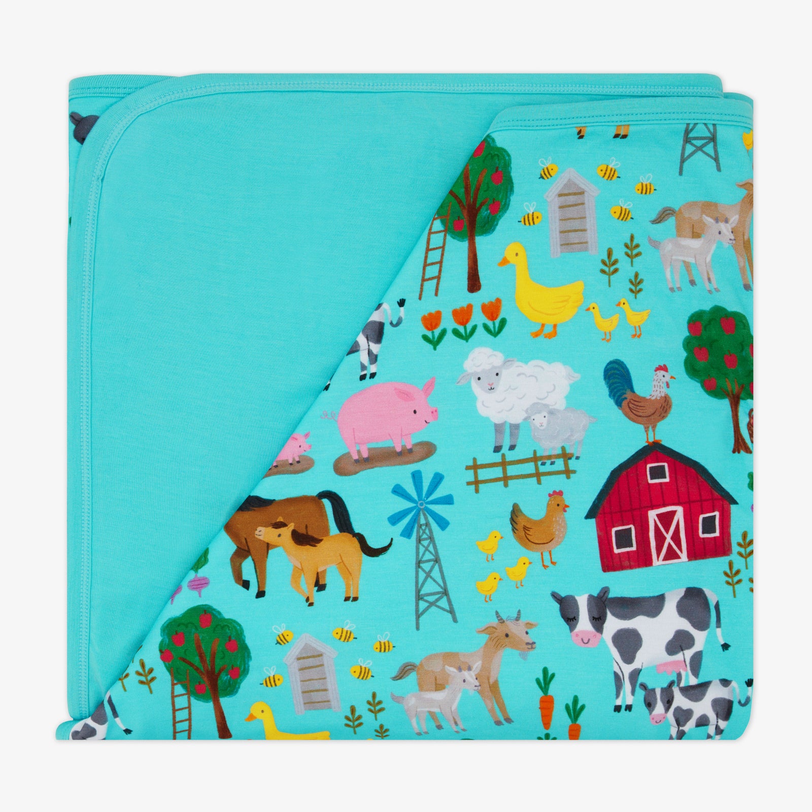 Flat lay of the Turquoise Farm Fam Large Cloud Blanket®