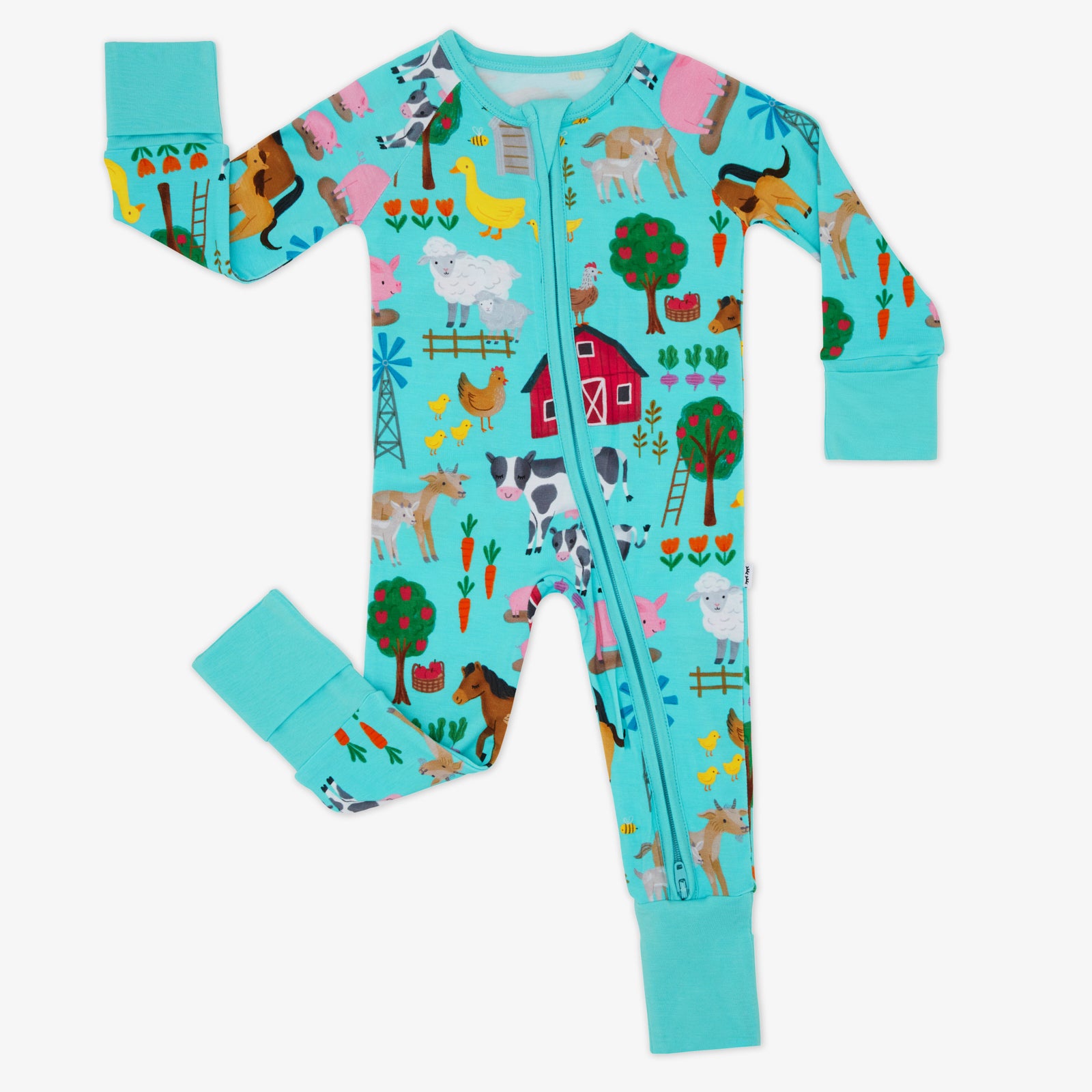 Flat lay of the Turquoise Farm Fam Zippy