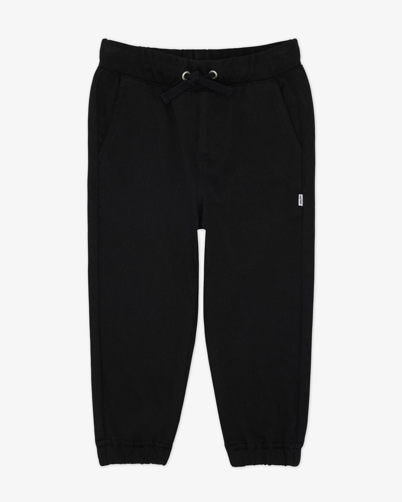 Flat lay of the Black Denim Jogger