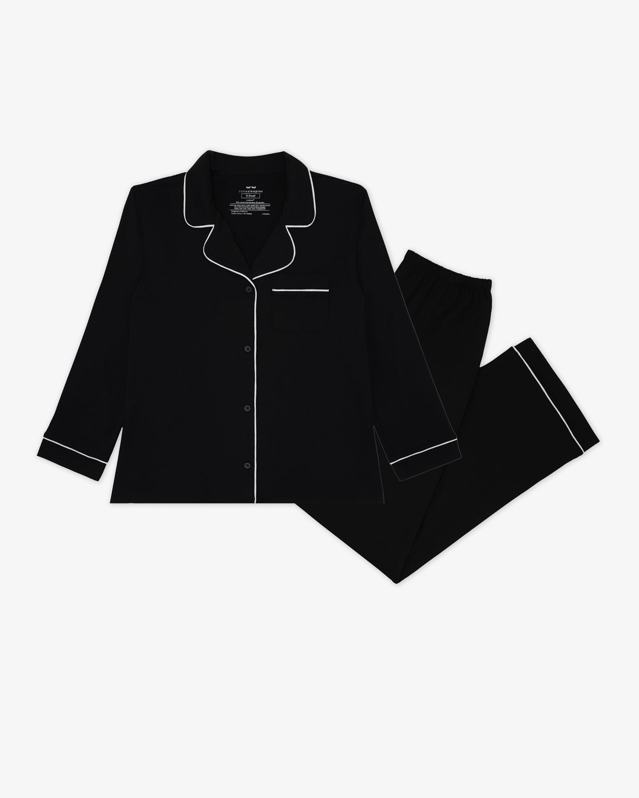 Flat lay of the Black Women's Long Sleeve Pajama Set