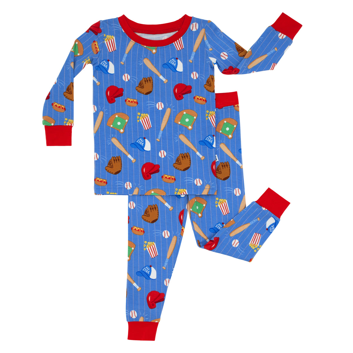 Tebbis Pajamas For Boys Fun Baseball Navy Blue Long Sleeves 2-Piece PJs Set Kid Comfy Sleepwear Size 6