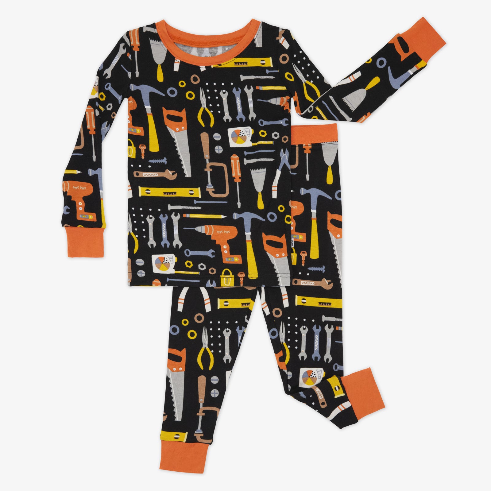 Flat lay of the Little Builders Two-Piece Pajama Set