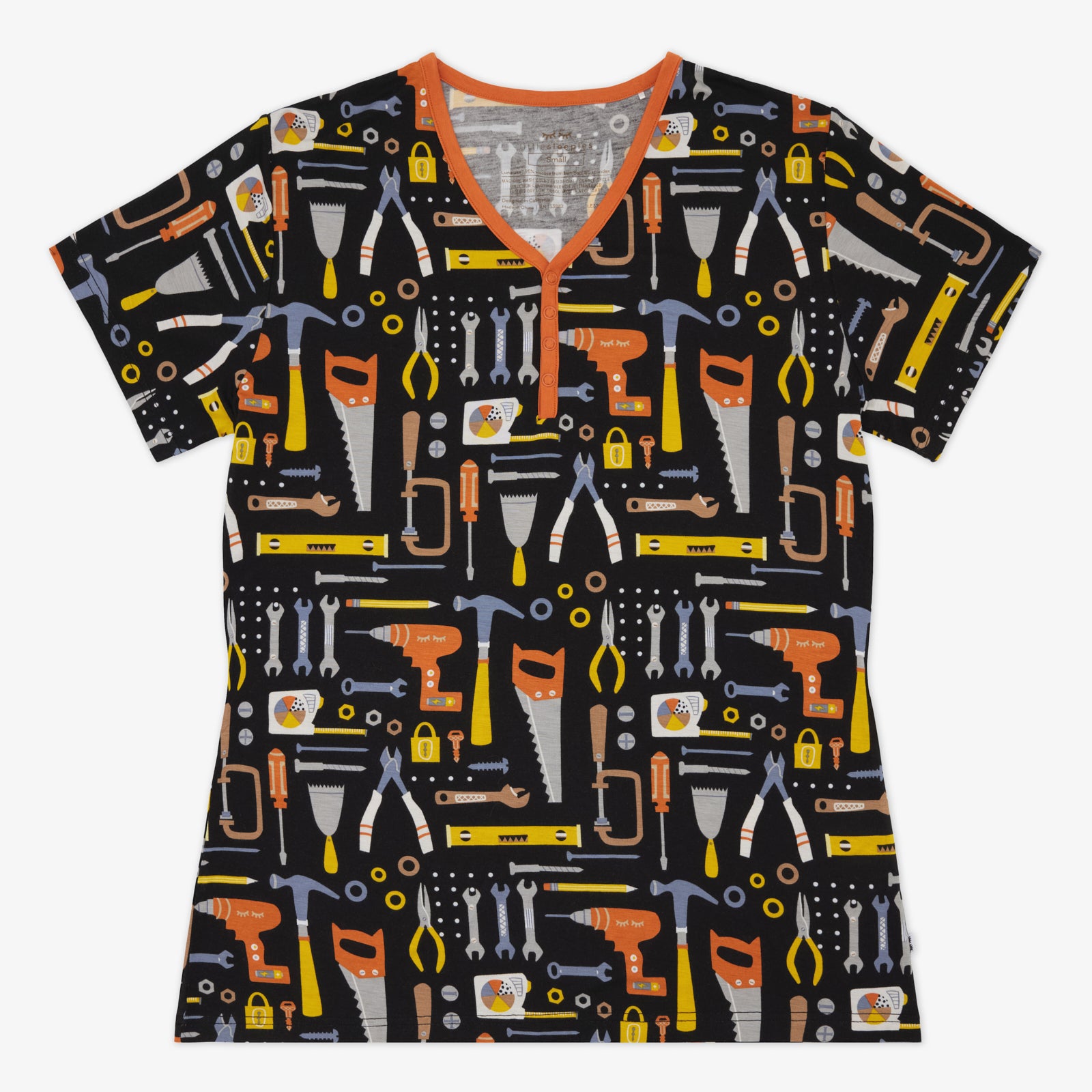 Flat lay of the Little Builders Women's Short Sleeve Pajama Top