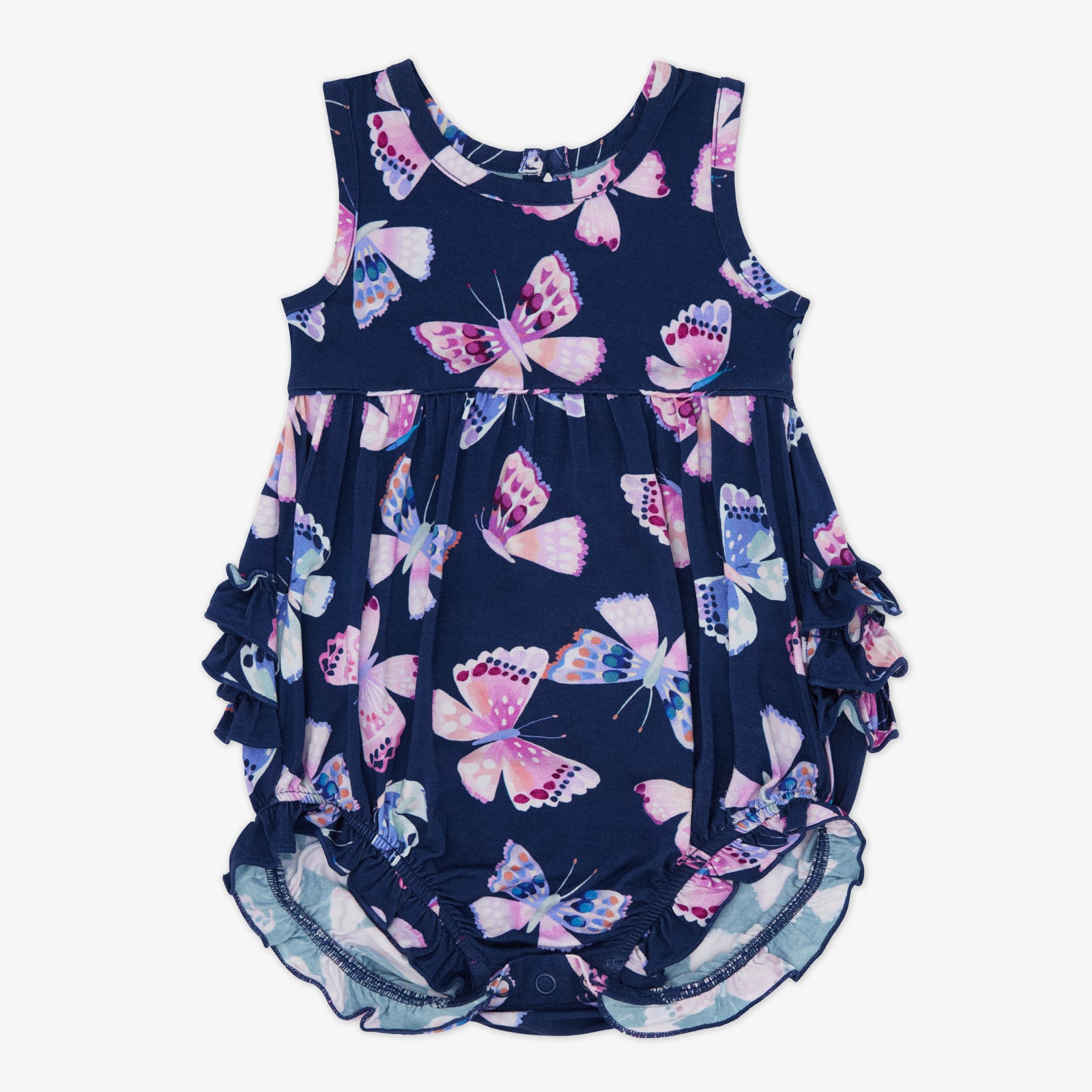 Flat lay of the Royal Butterflies Bubble Romper