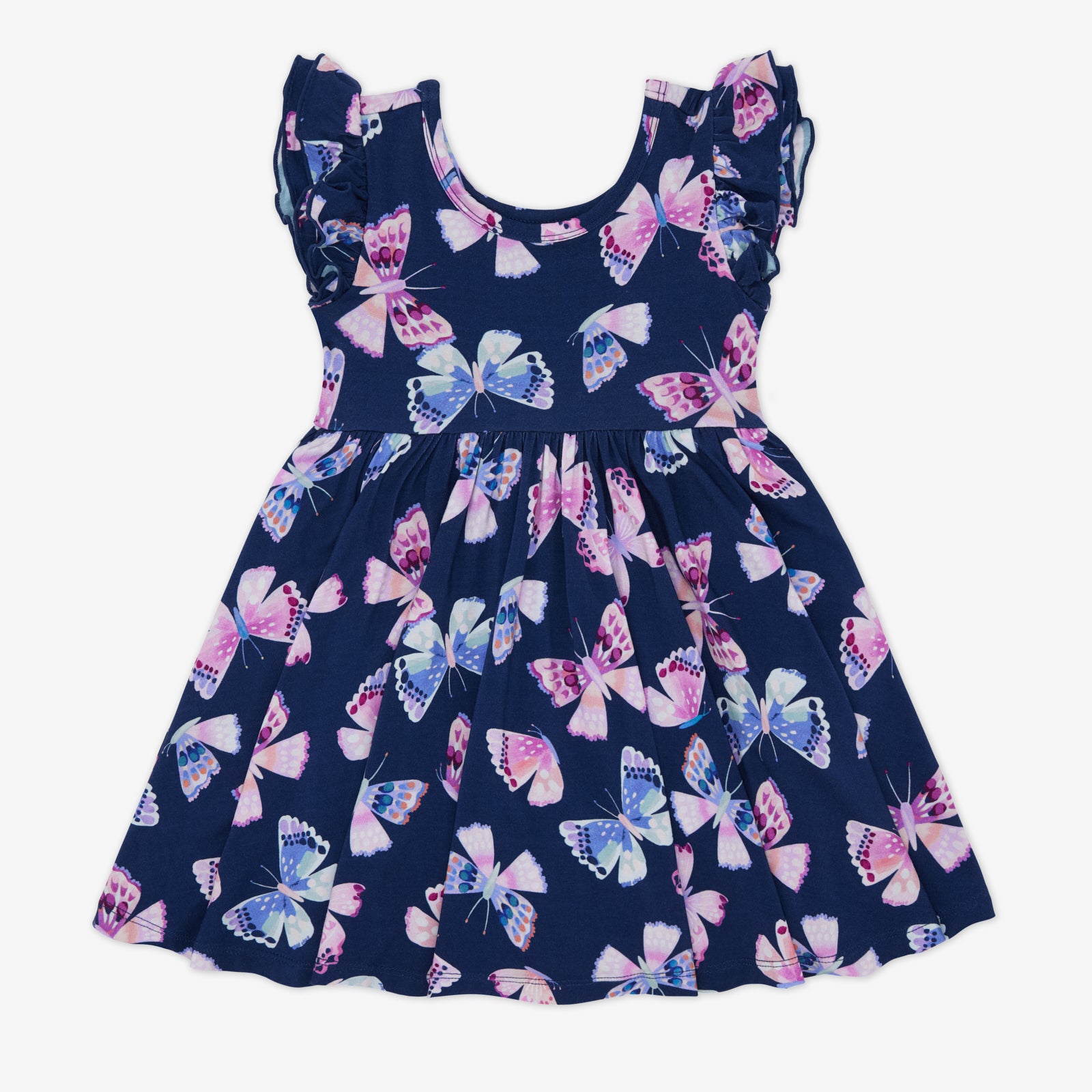 Flat lay of the Royal Butterflies Flutter Twirl Dress