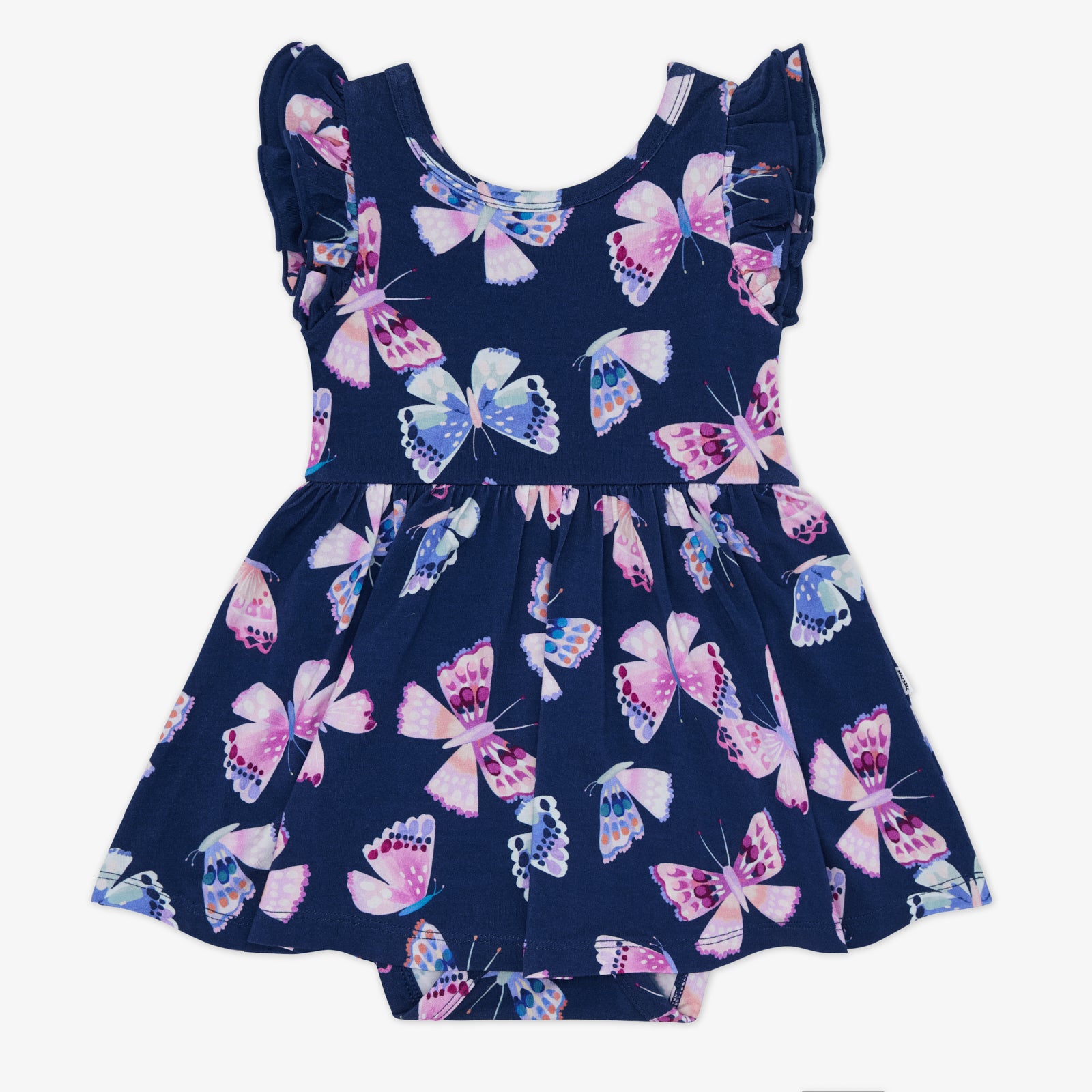 Flat lay of the Royal Butterflies Flutter Twirl Dress with Bodysuit