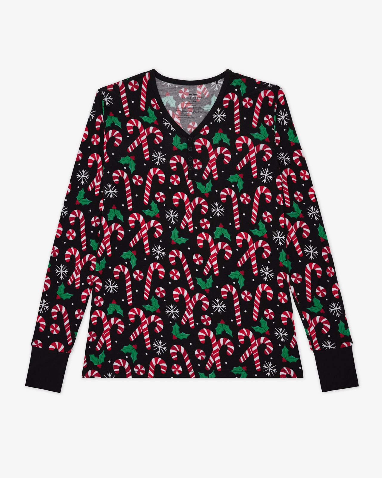 Flat lay of the Merry Mints Women's Long Sleeve Pajama Top