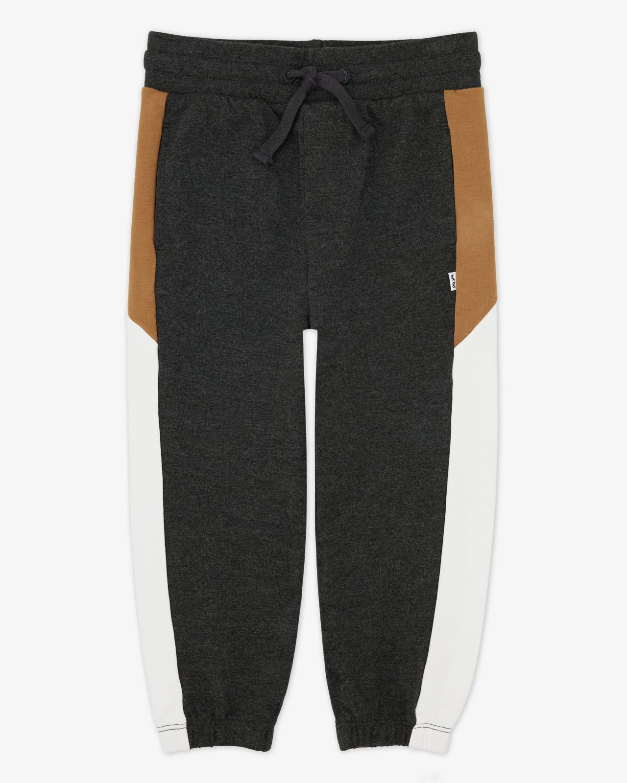Flat lay of the Heather Black Panel Jogger