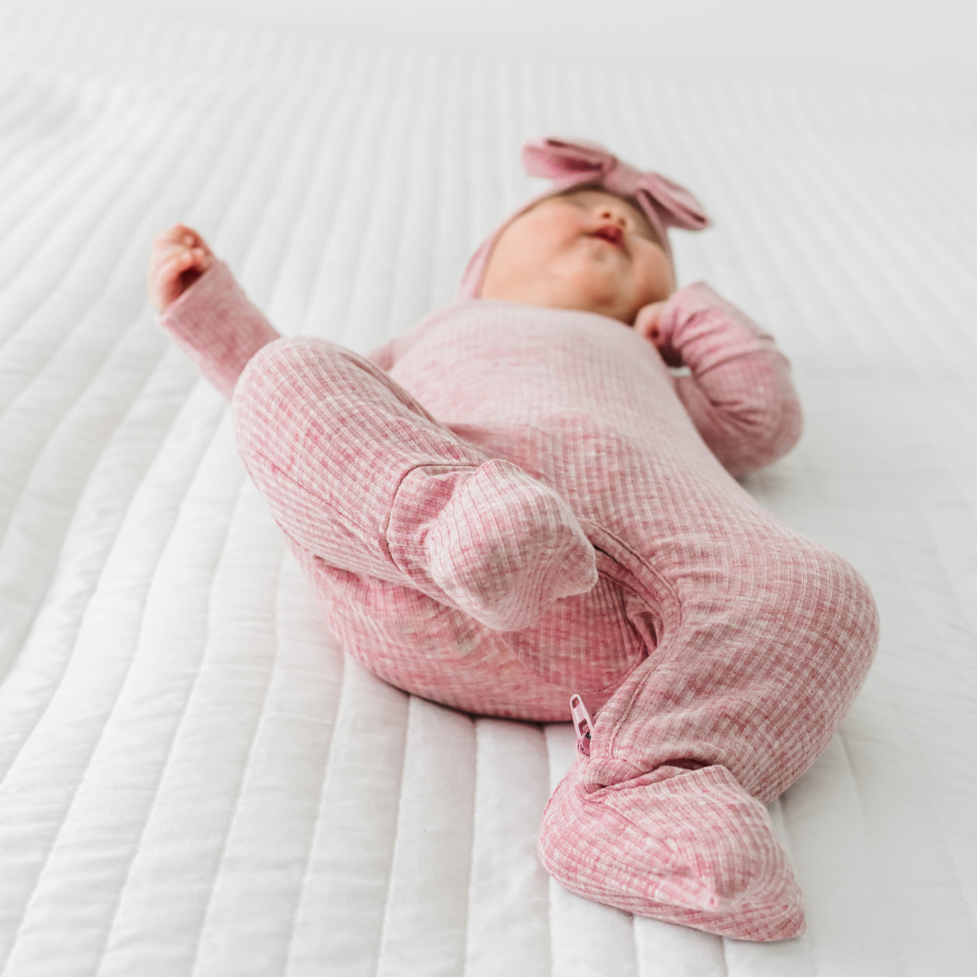 Crescent Zippy - Heather Mauve Ribbed Crescent Zippy