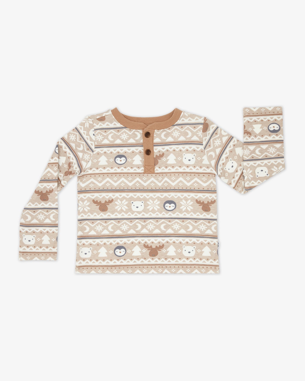 Flat lay of the Frosty Fair Isle Henley Tee