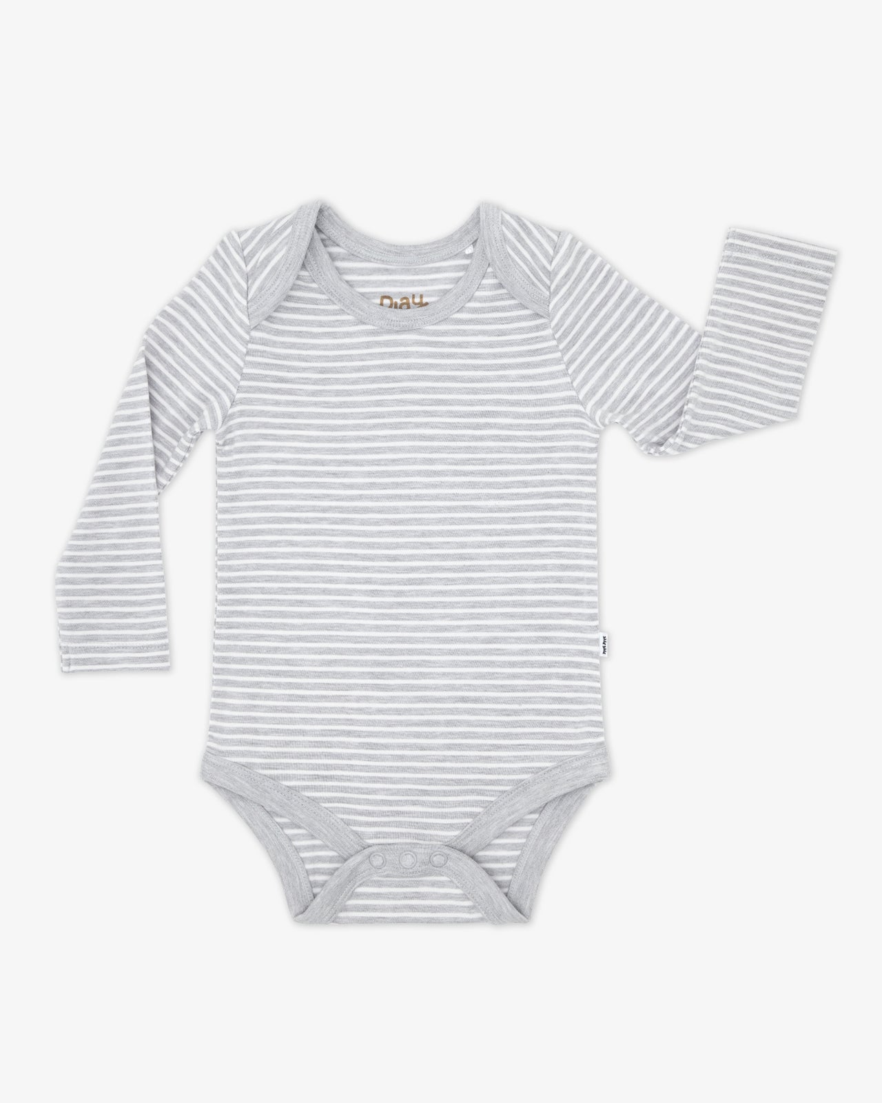 Flat lay of the Light Heather Gray Stripe Bodysuit