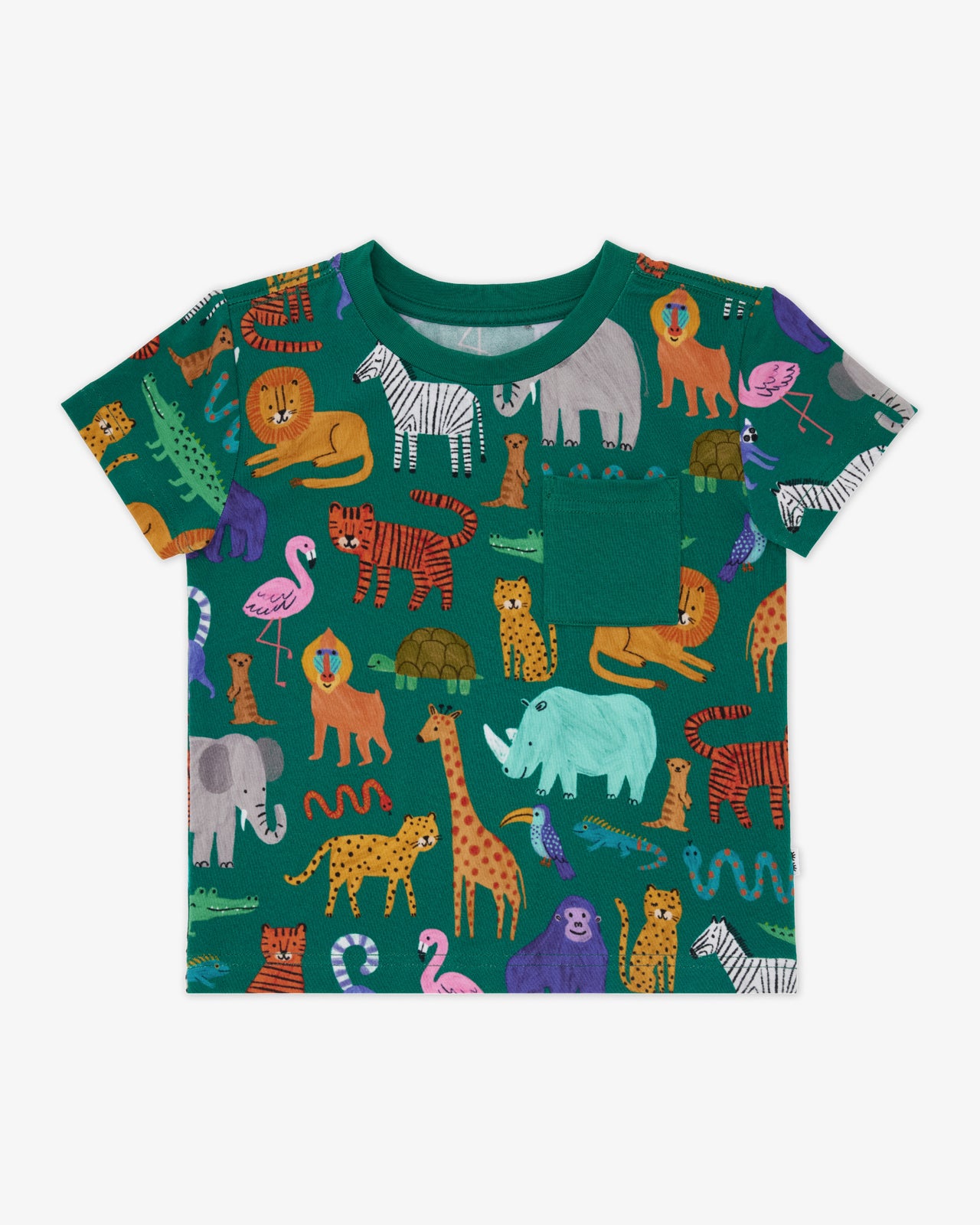 Flat lay of the Wild Zoo Relaxed Pocket Tee