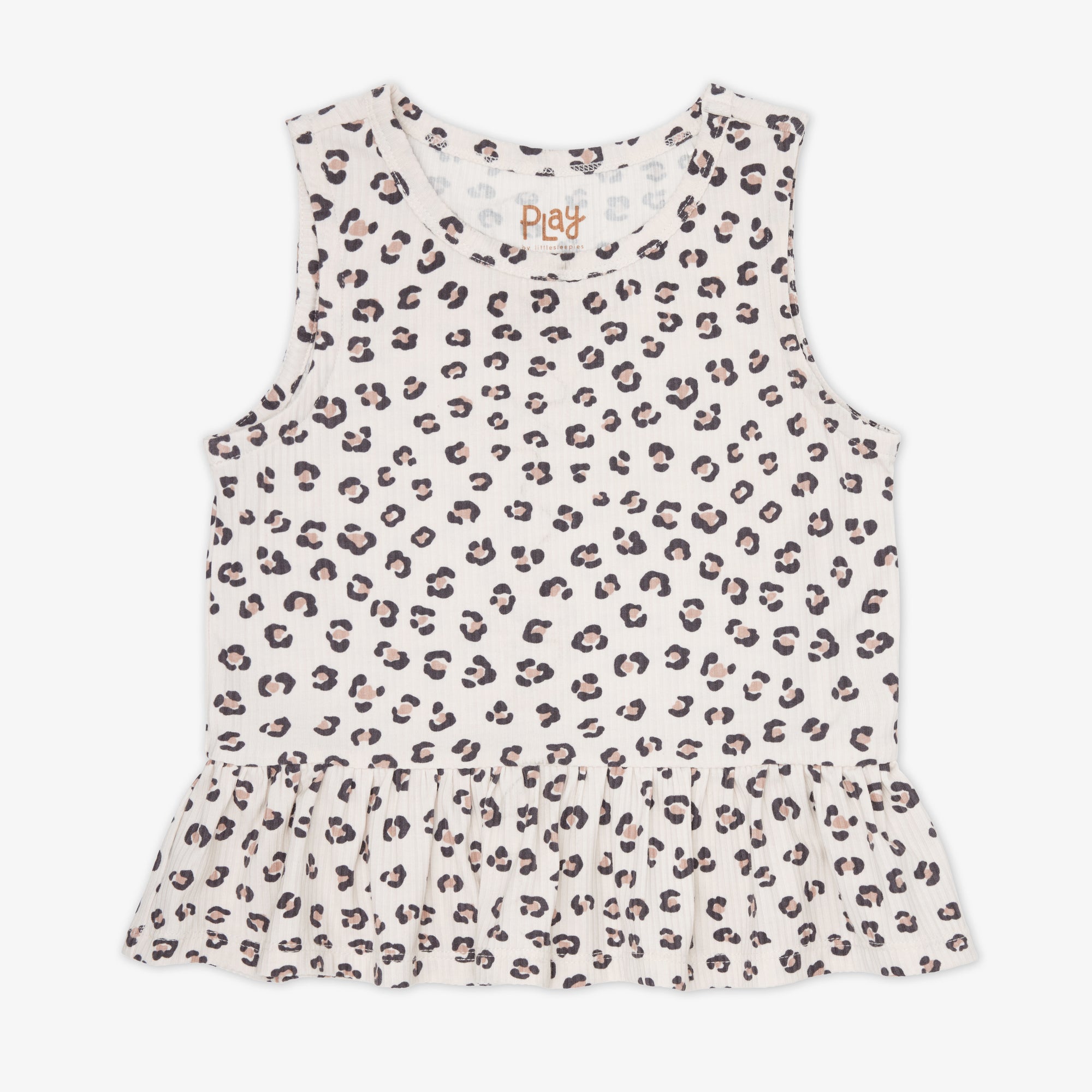 Flat lay of the Luxe Leopard Peplum Tank