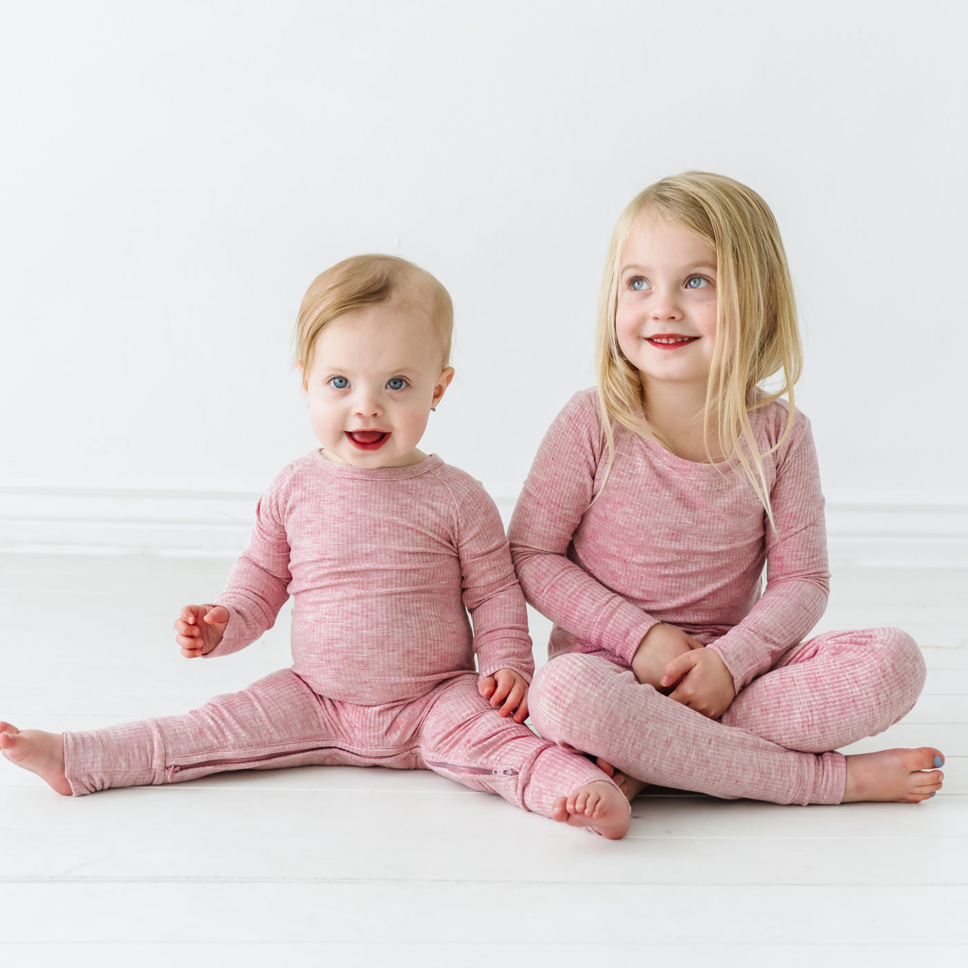 LS/P PJ Set - Heather Mauve Ribbed Two-Piece Pajama Set
