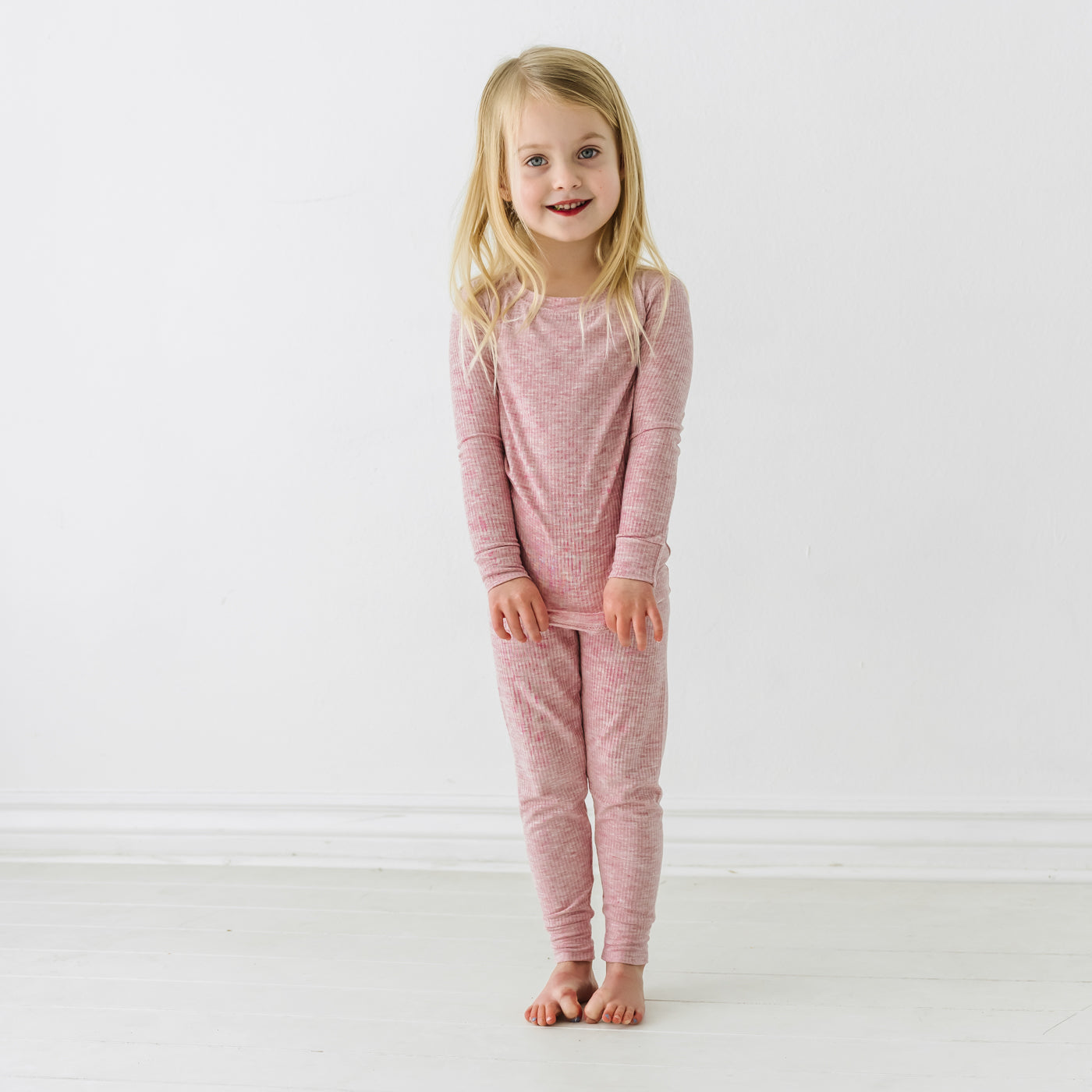 LS/P PJ Set - Heather Mauve Ribbed Two-Piece Pajama Set