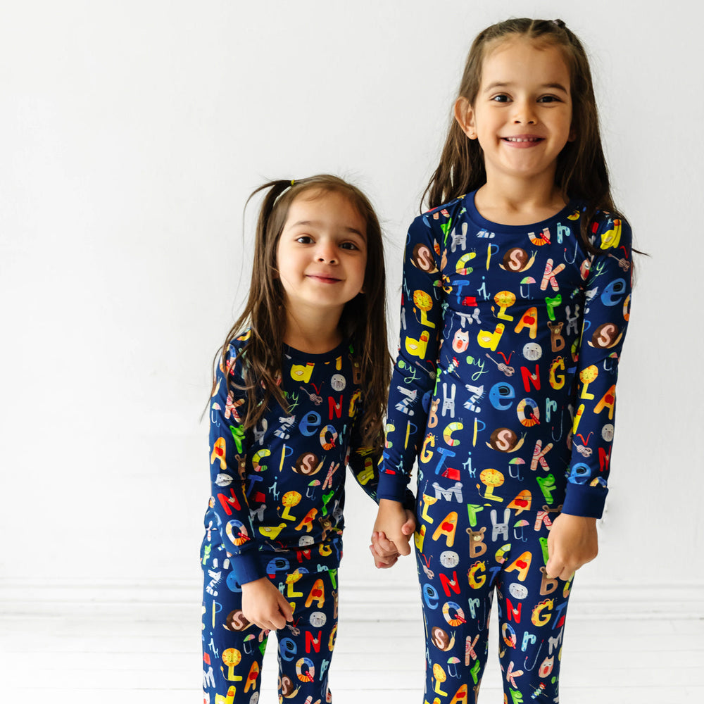 LS/P PJ Set - Navy Alphabet Friends Two-Piece Pajama Set