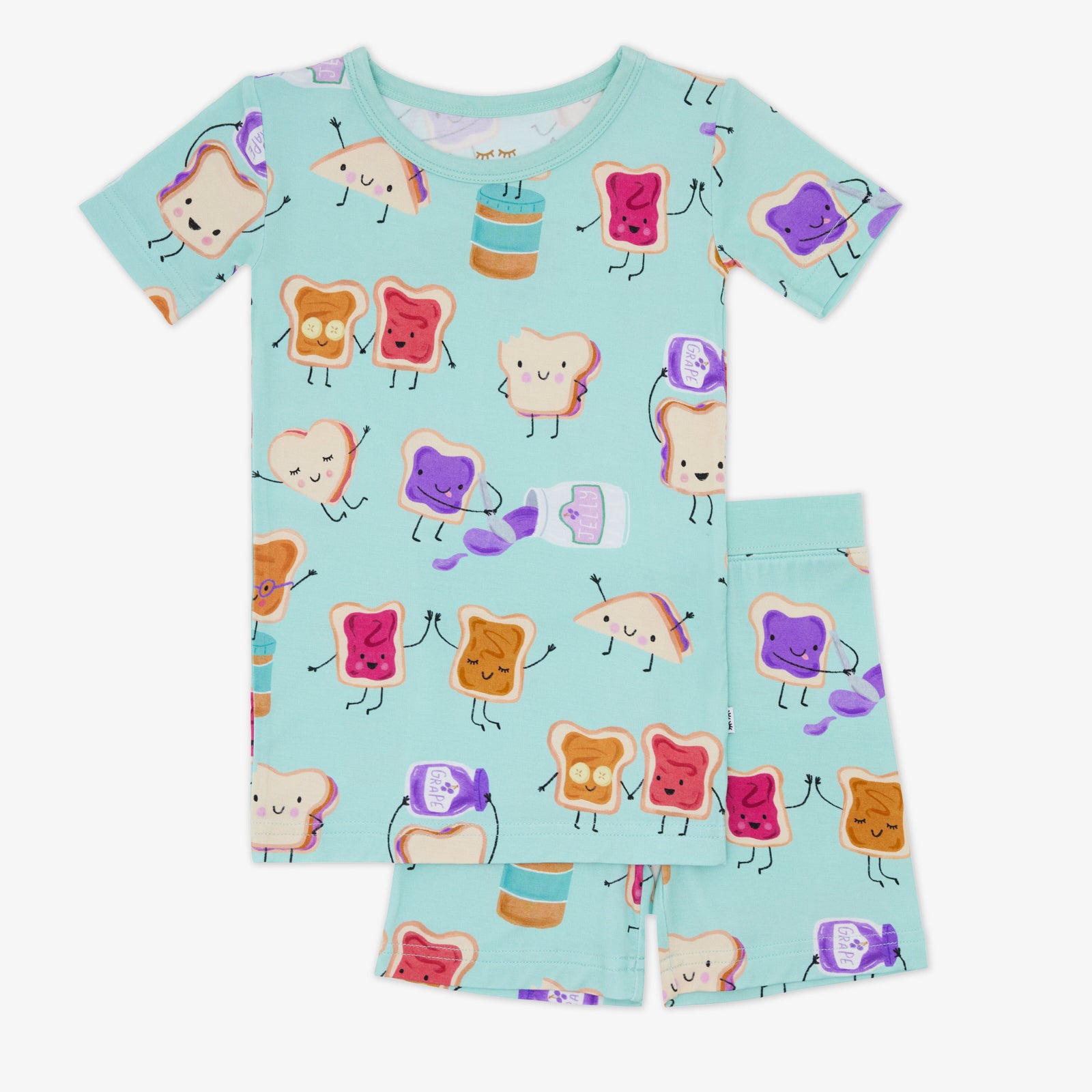 Flat lay of the Lunch Buddies Two-Piece Short Sleeve & Shorts Pajama Set