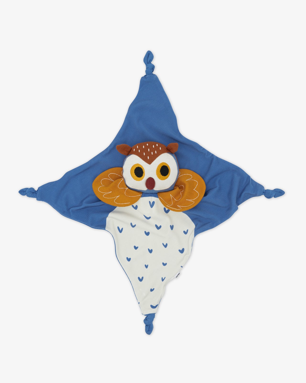 Flat lay of the Echo the Owl Sleepyhead Lovey showing the full blanket