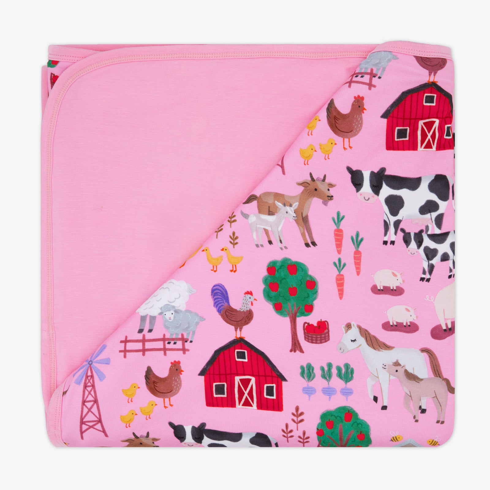 Flat lay of the Pink Farm Fam Large Cloud Blanket®