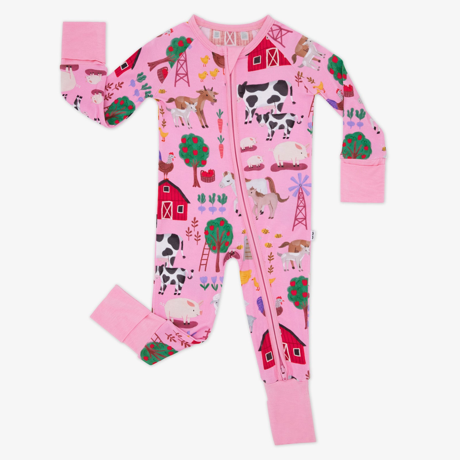 Flat lay of the Pink Farm Fam Zippy