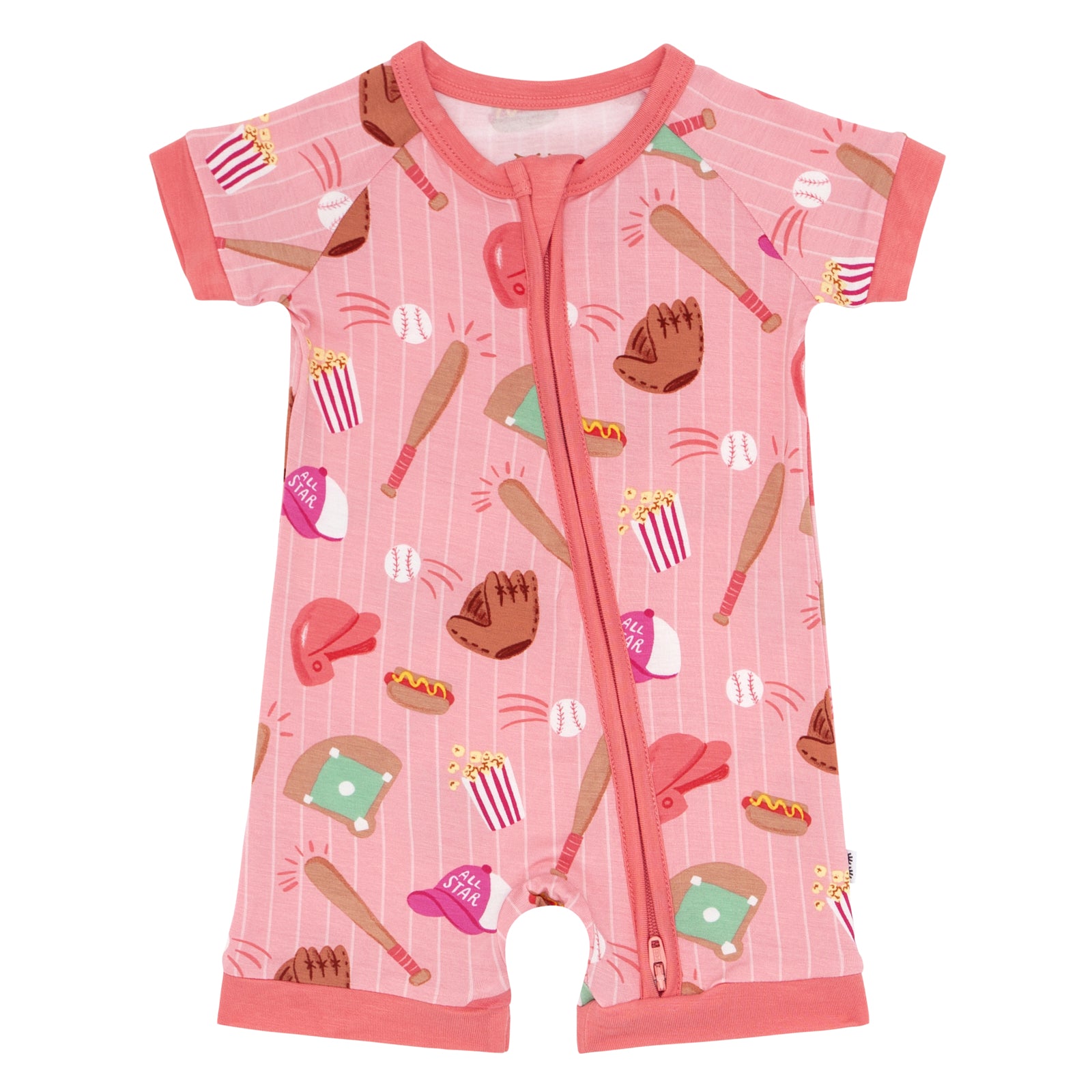 Flat lay of a Pink All Stars bamboo shorty zippy