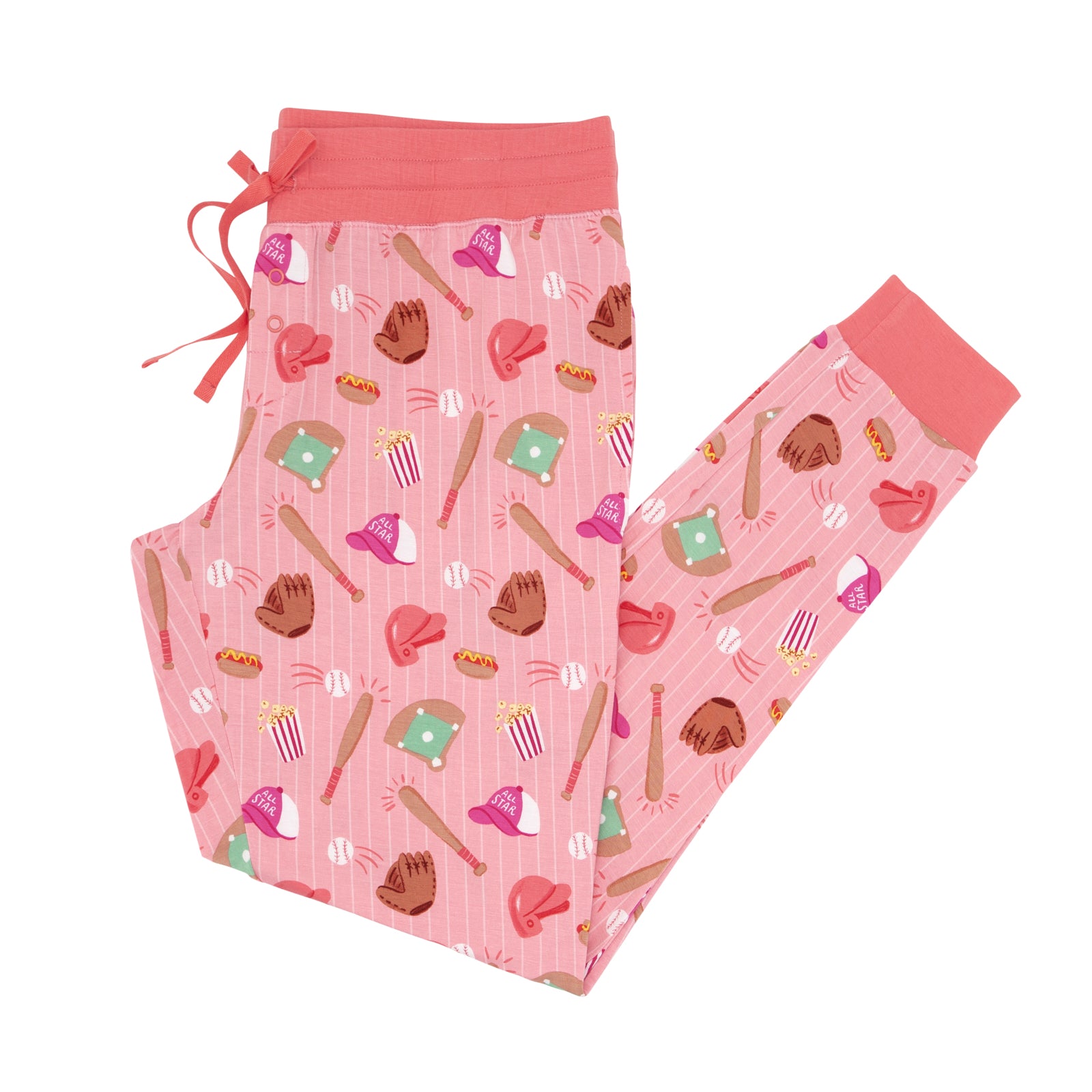 Flat lay of Pink All Stars women's bamboo pajama pants