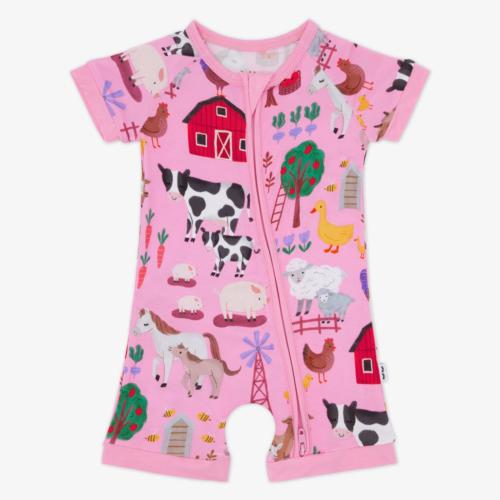 Flat lay of the Pink Farm Fam Shorty Zippy