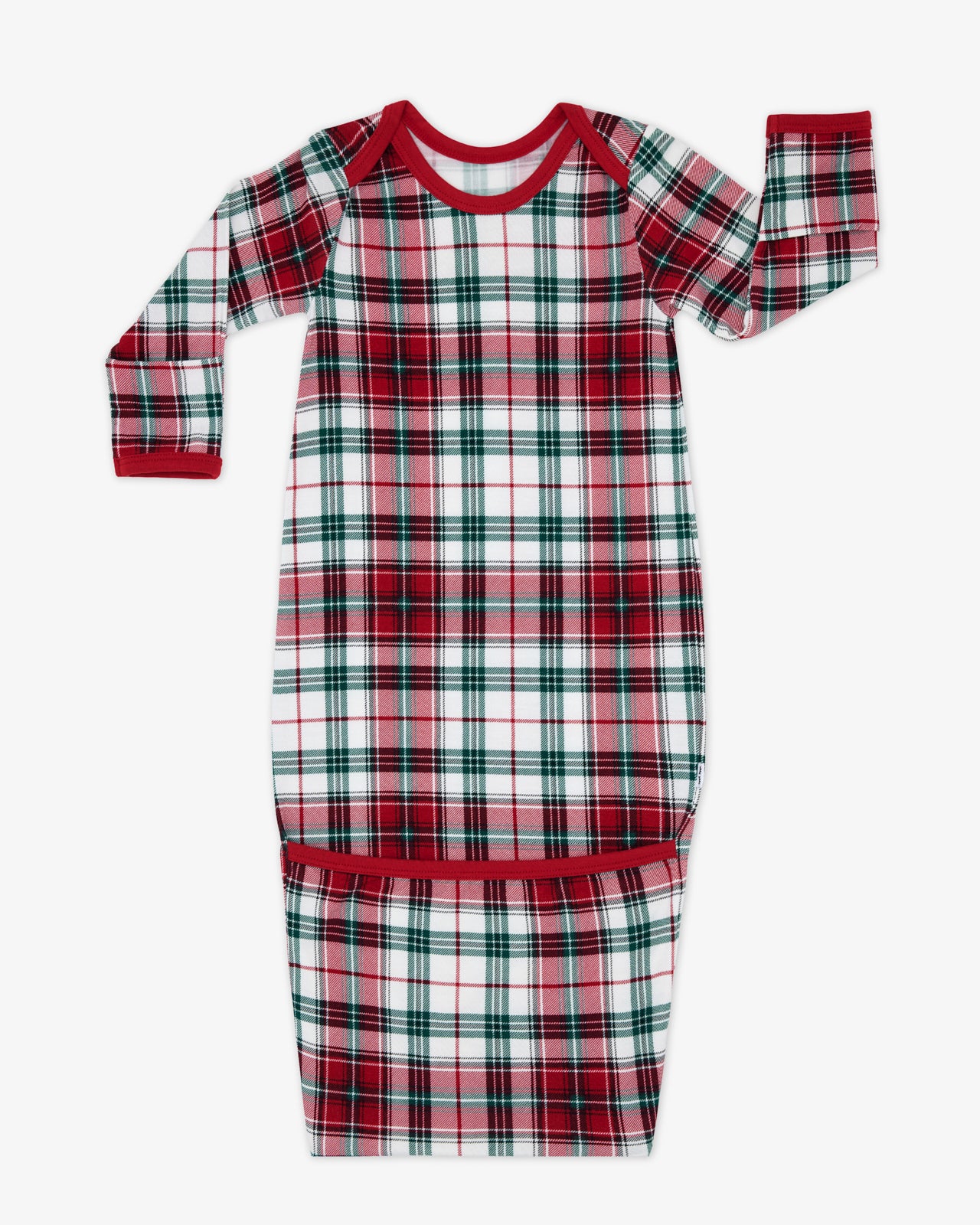 Flat lat of the Holly Plaid Infant Gown