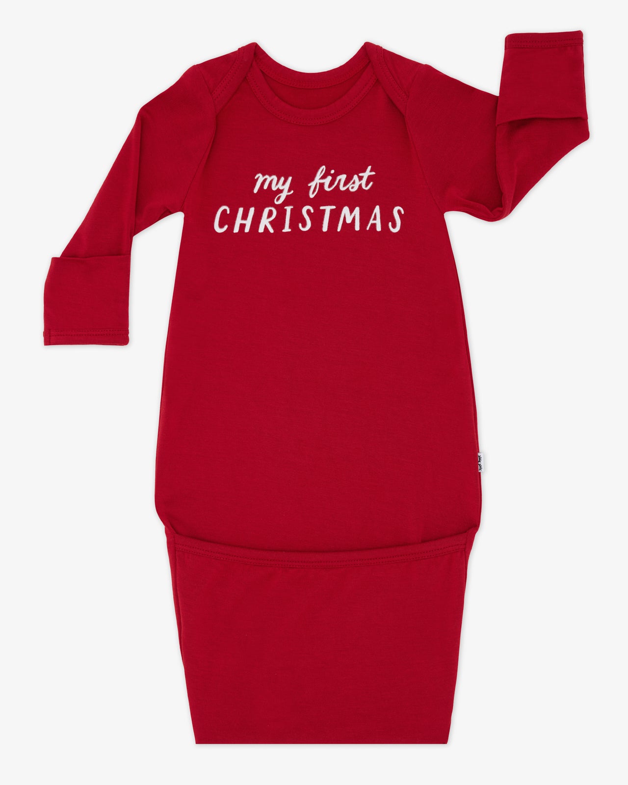 Flat lay of the My First Christmas Infant Gown