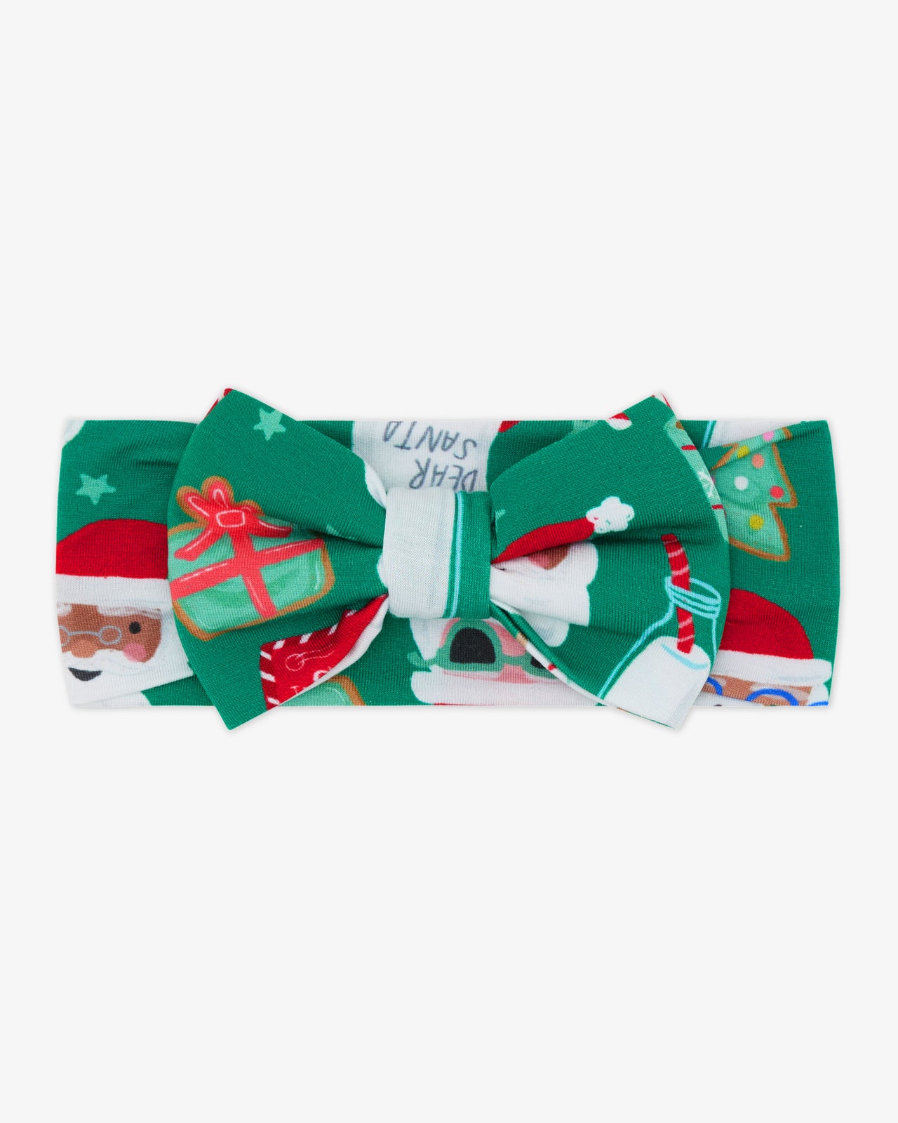 Flat lay of the Cookies for Santa Luxe Bow Headband