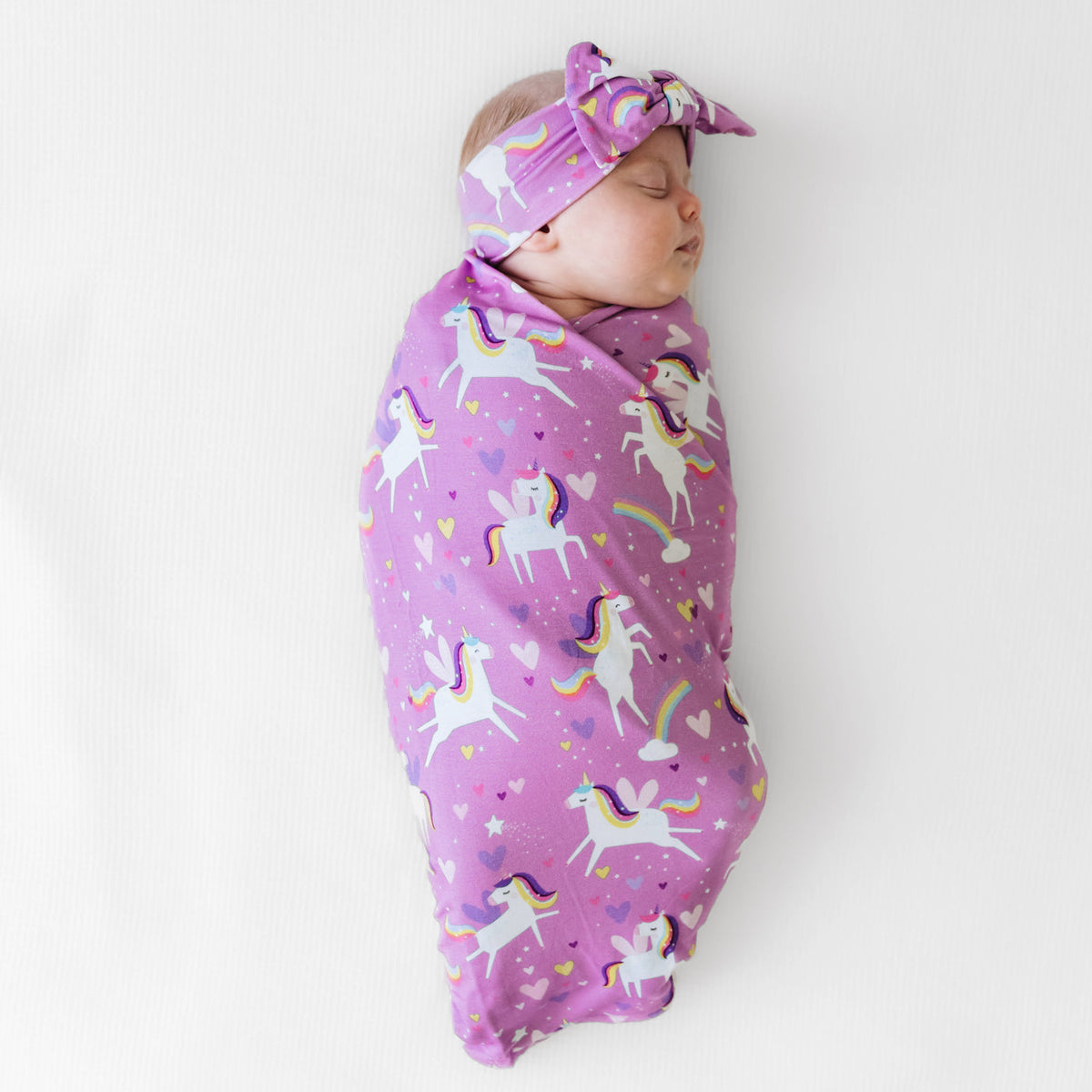 Sienna's Unicorns Swaddle & Headband Set Little Sleepies