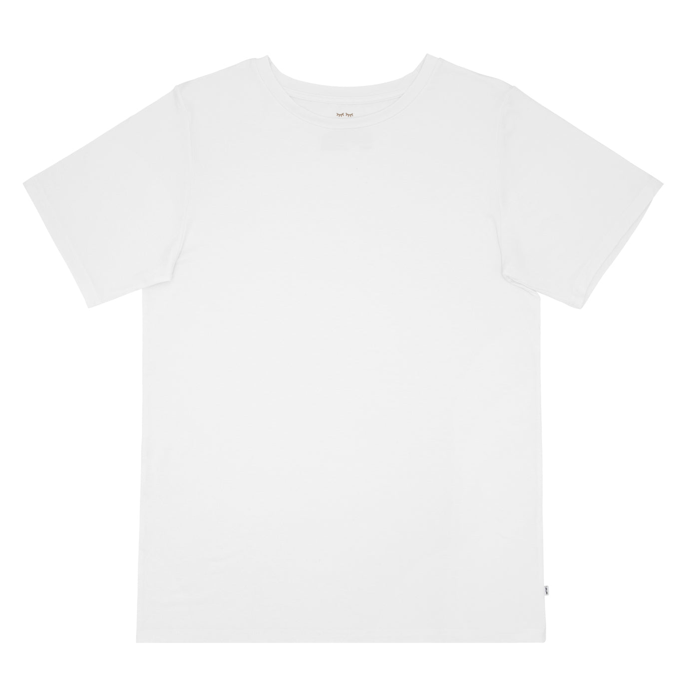 Flat lay image of men's bright white short sleeve pajama top