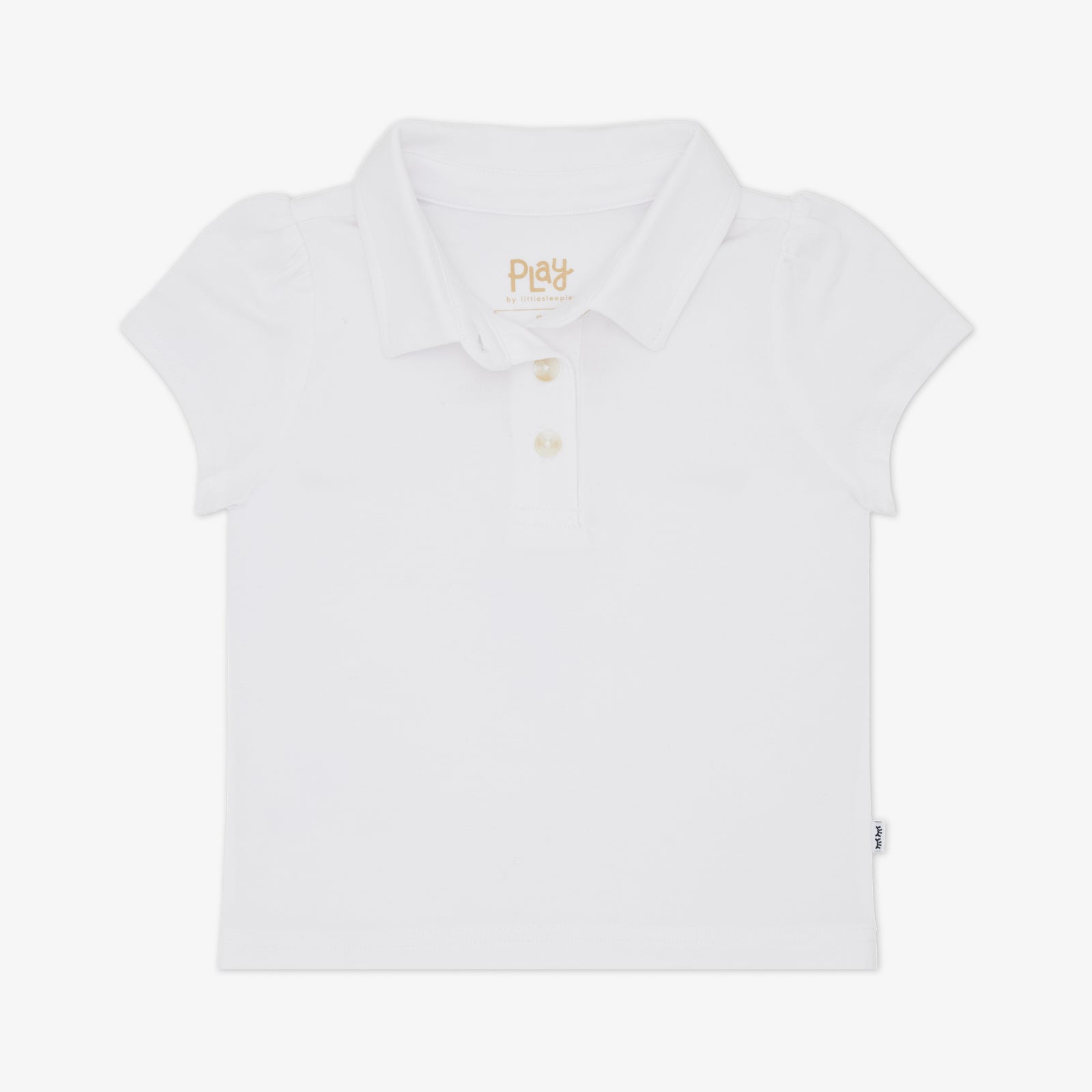 Flat lay of the Bright White Puff Sleeve Polo