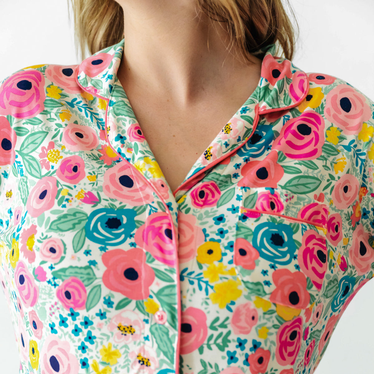 Summer Women Floral Print Long Sleeve Button Down Shirt Tops