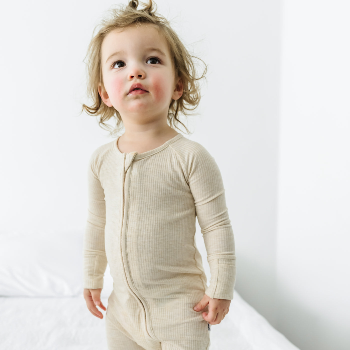 Zippy - Heather Oatmeal Ribbed Zippy