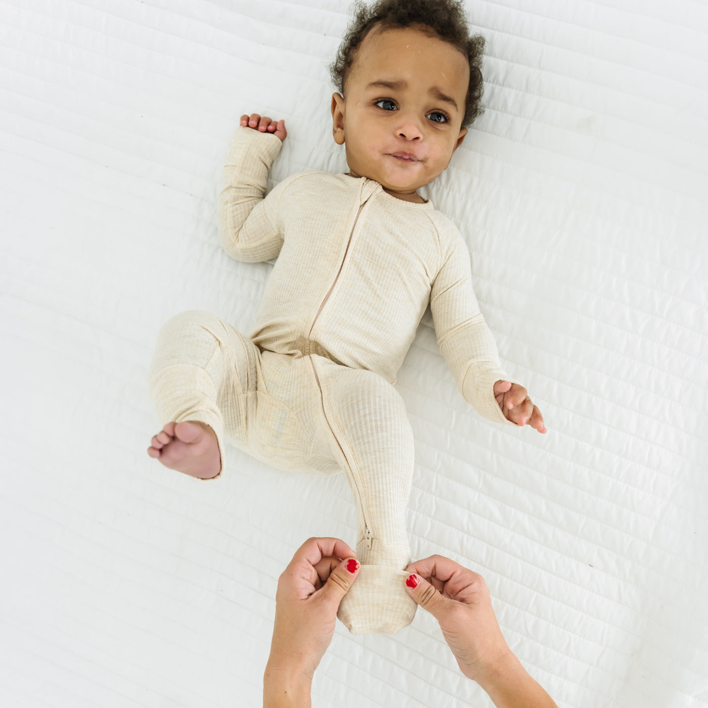 Zippy - Heather Oatmeal Ribbed Zippy