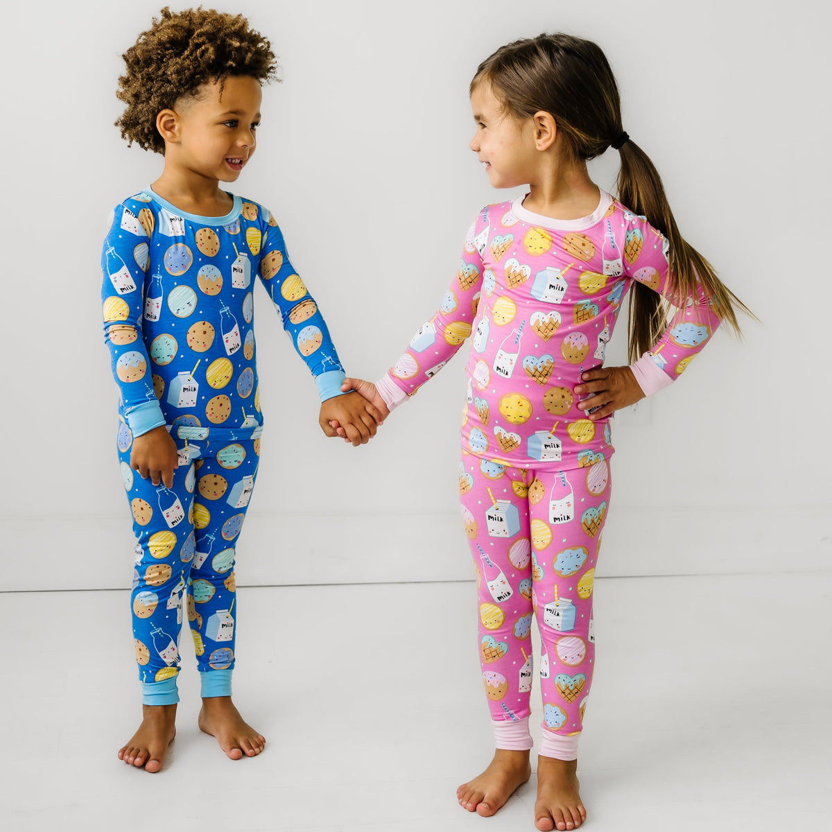 Junior Womens Pink & Blue 3 Piece Fleece Pajamas Sleep Set with